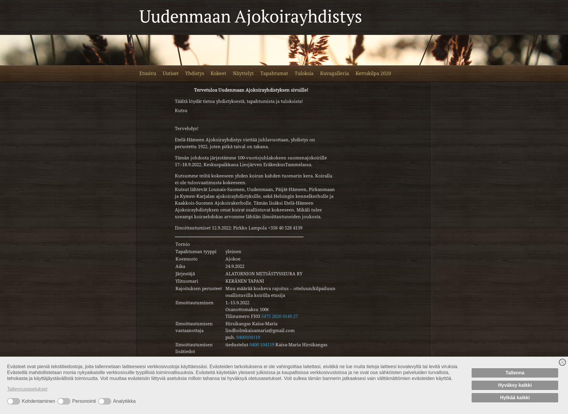 Screenshot for uudenmaanajokoira.fi