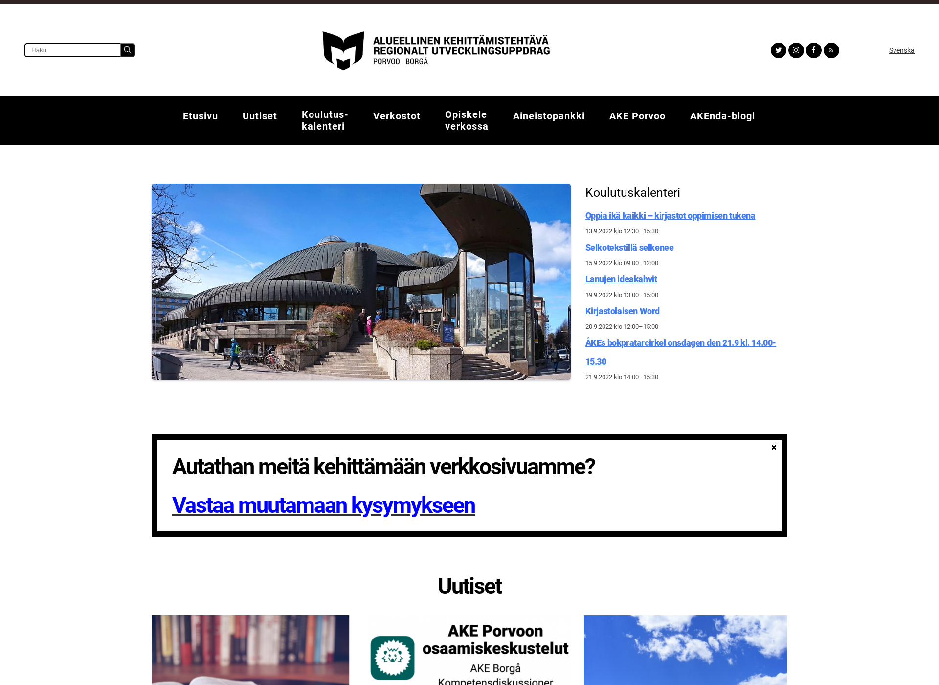 Screenshot for uudenmaankirjastot.fi