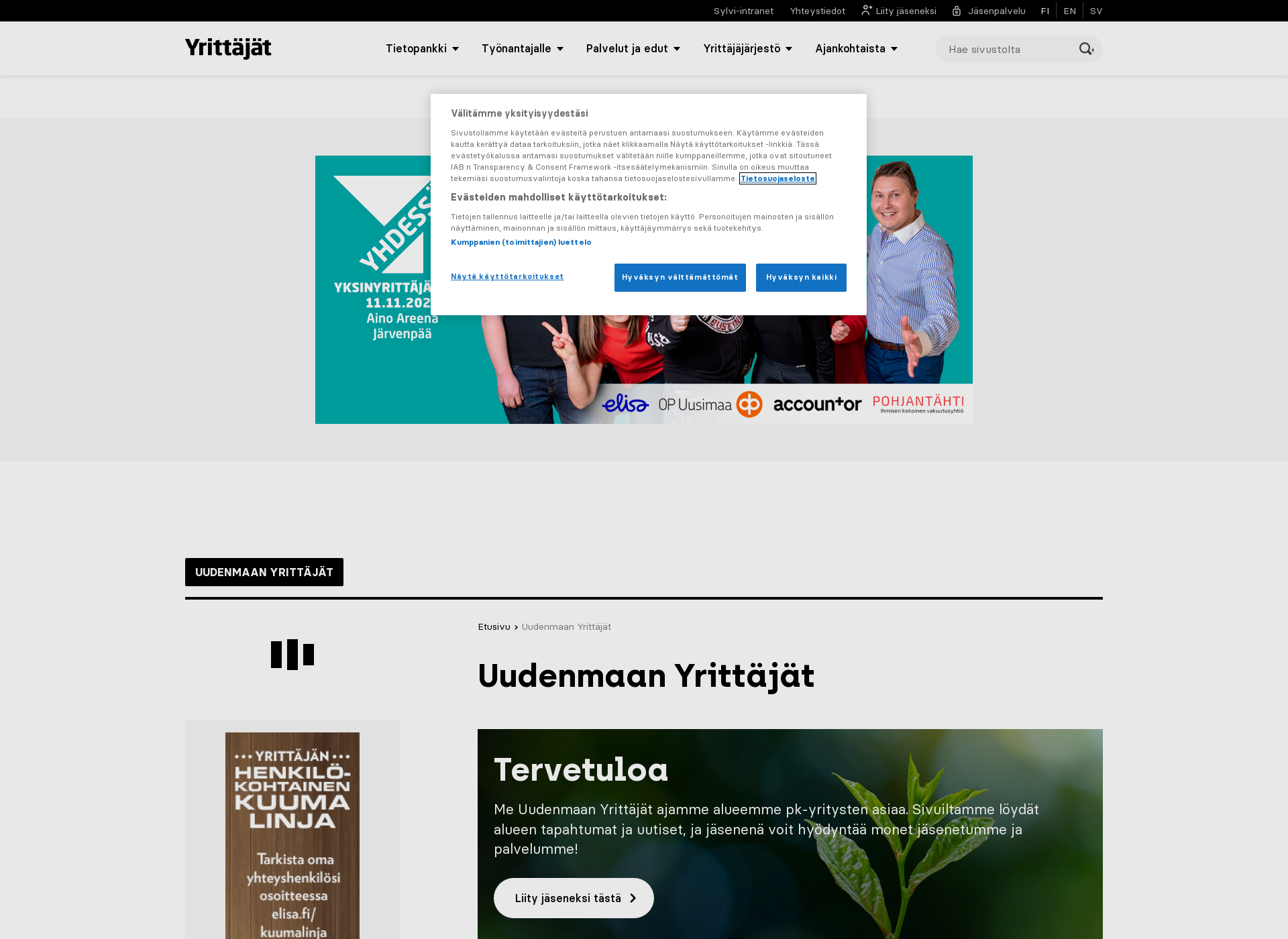 Screenshot for uudenmaanyrittajat.fi