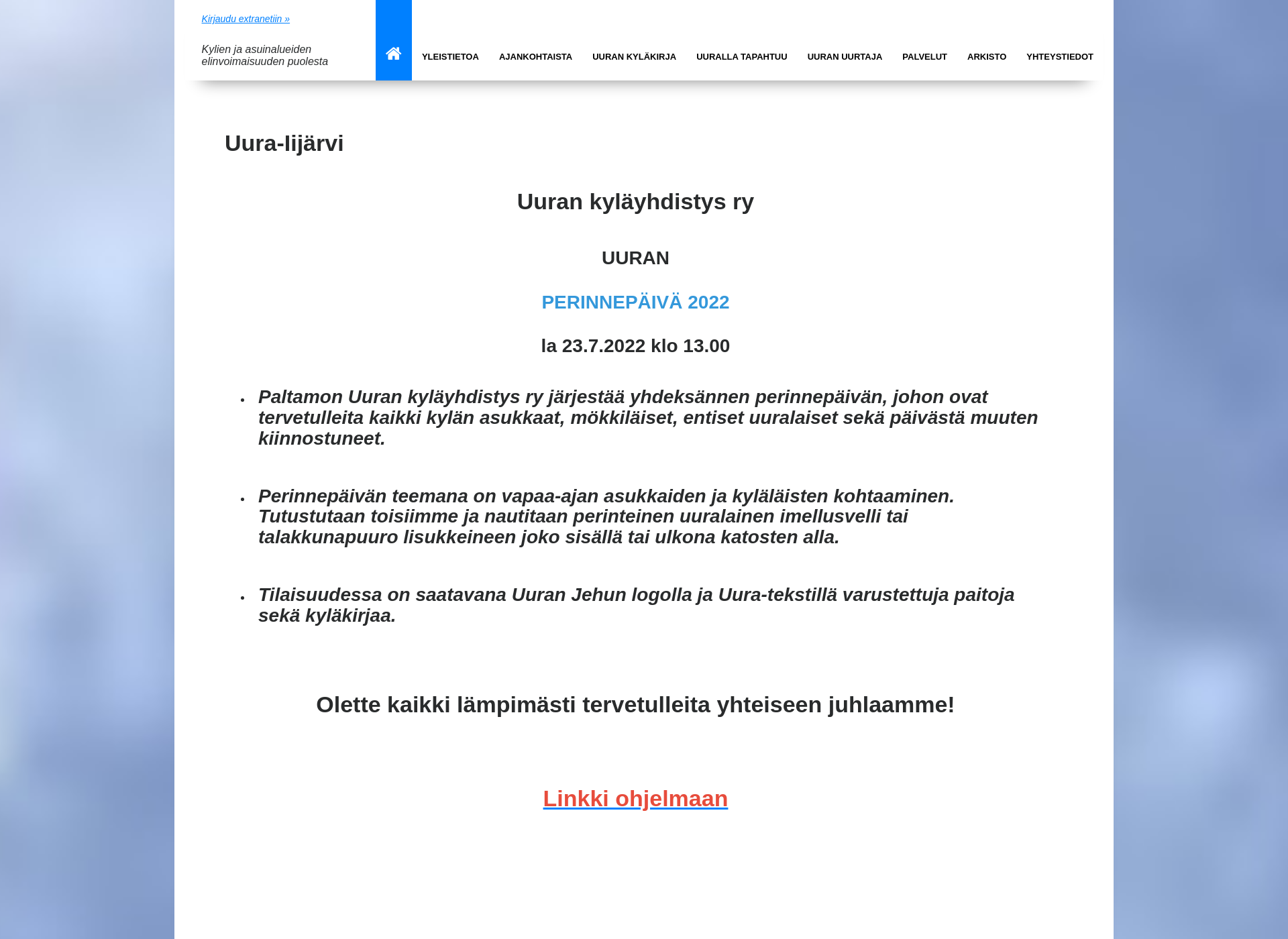 Skärmdump för uurankyla.fi