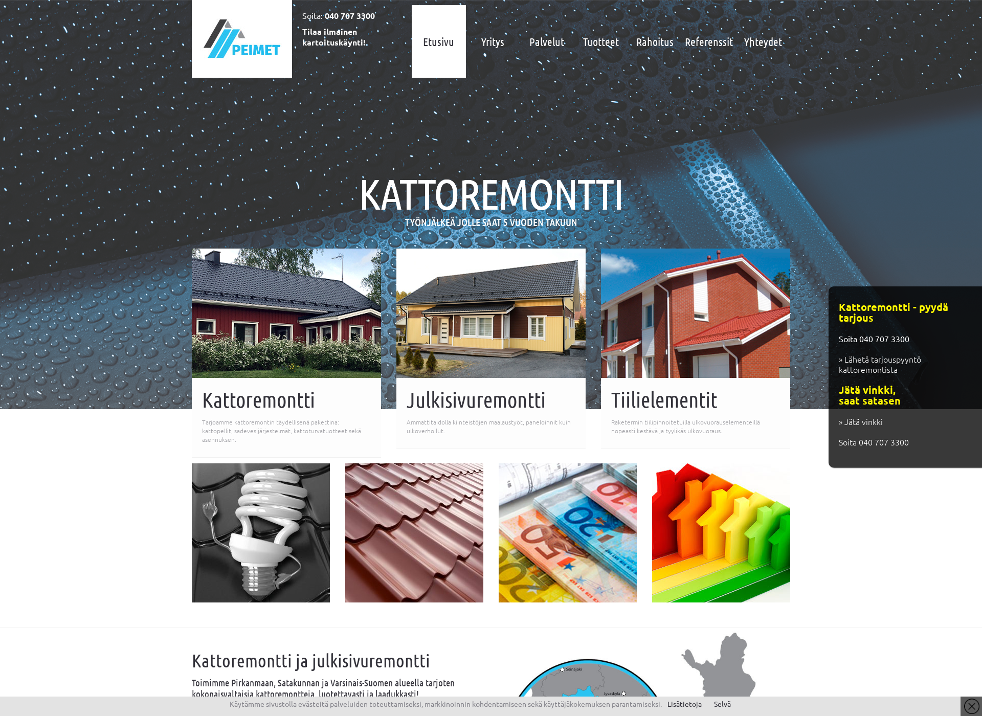Skärmdump för uusikatto.fi