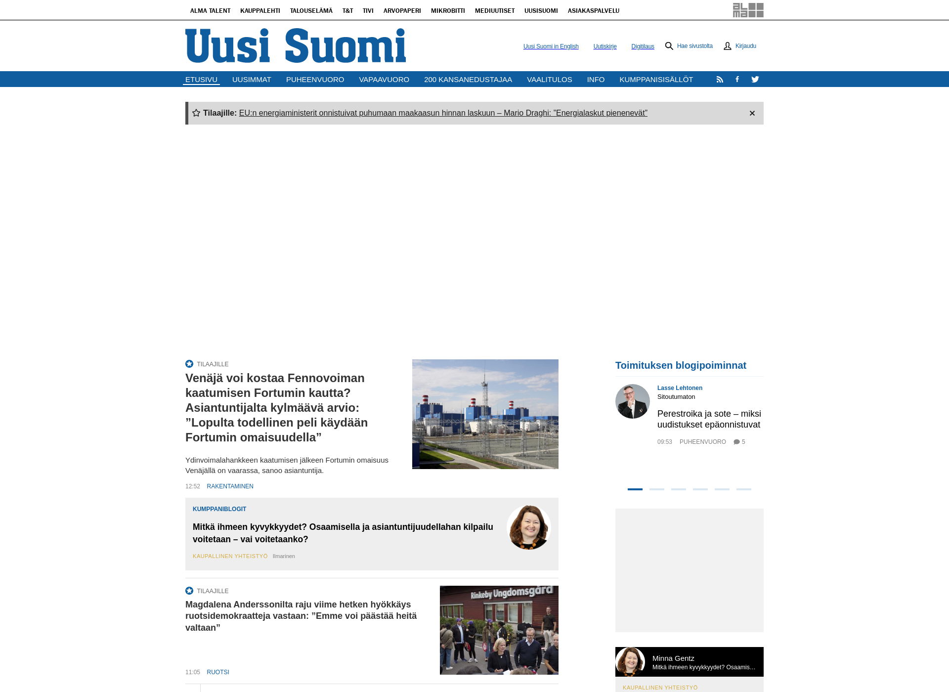 Screenshot for uusisuomi.fi