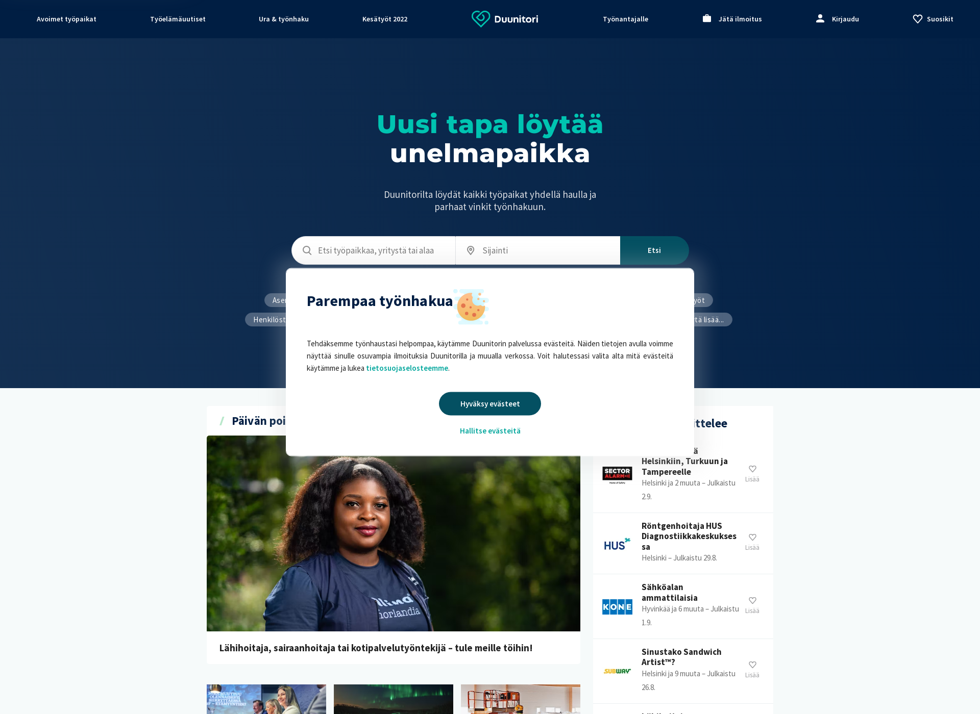 Skärmdump för uusitapa.fi
