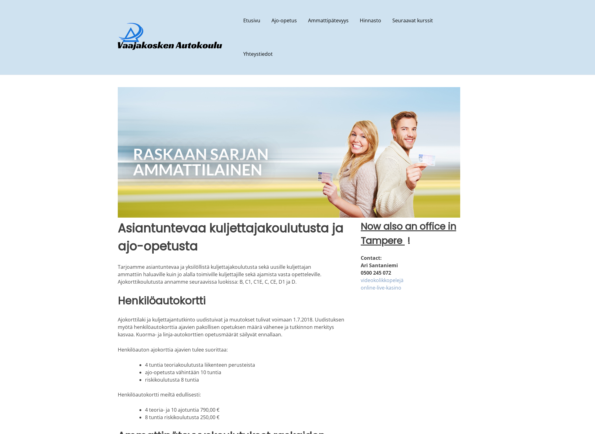 Skärmdump för vaajakoskenautokoulu.fi