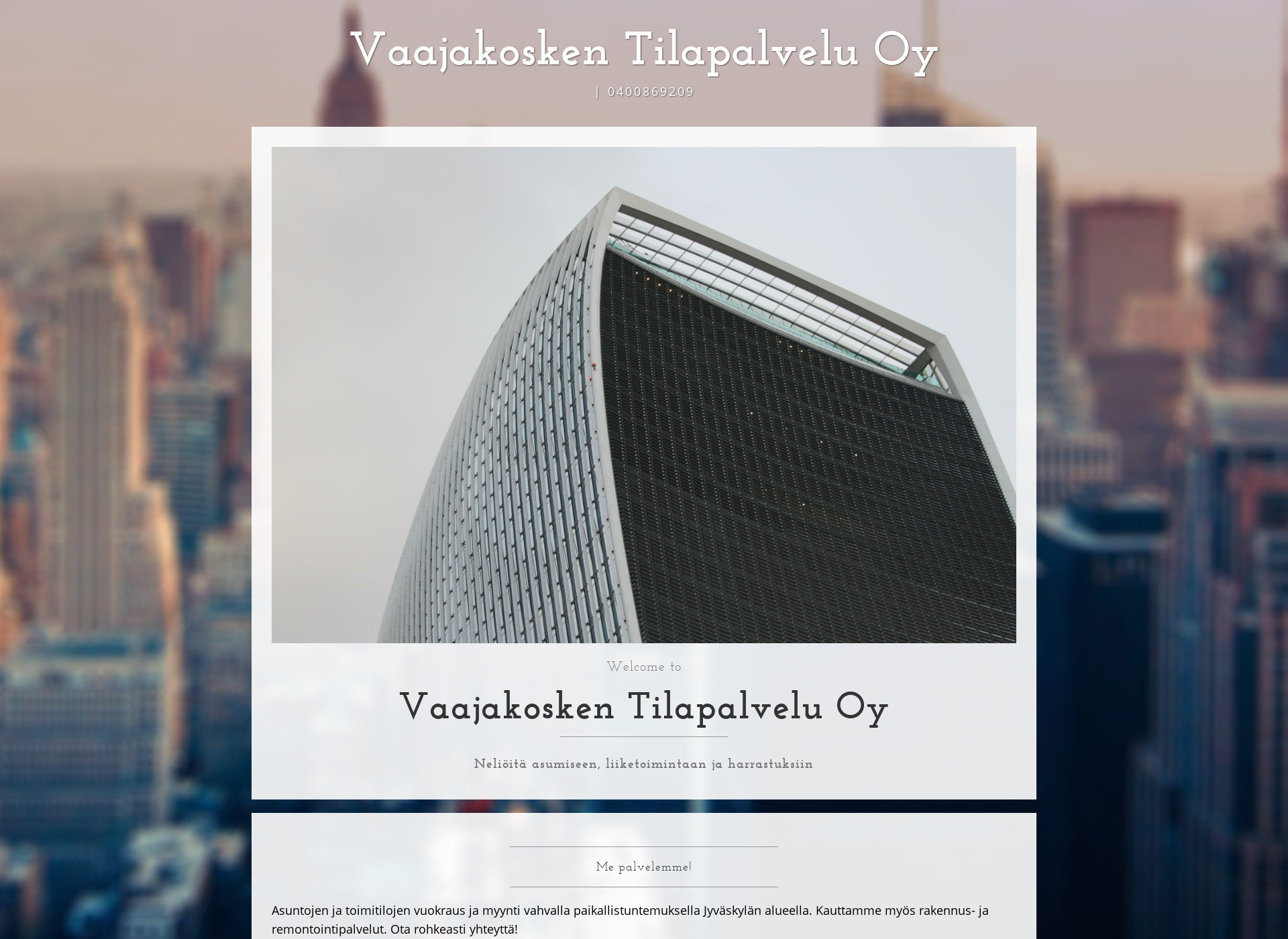 Skärmdump för vaajakoskentilapalvelu.fi