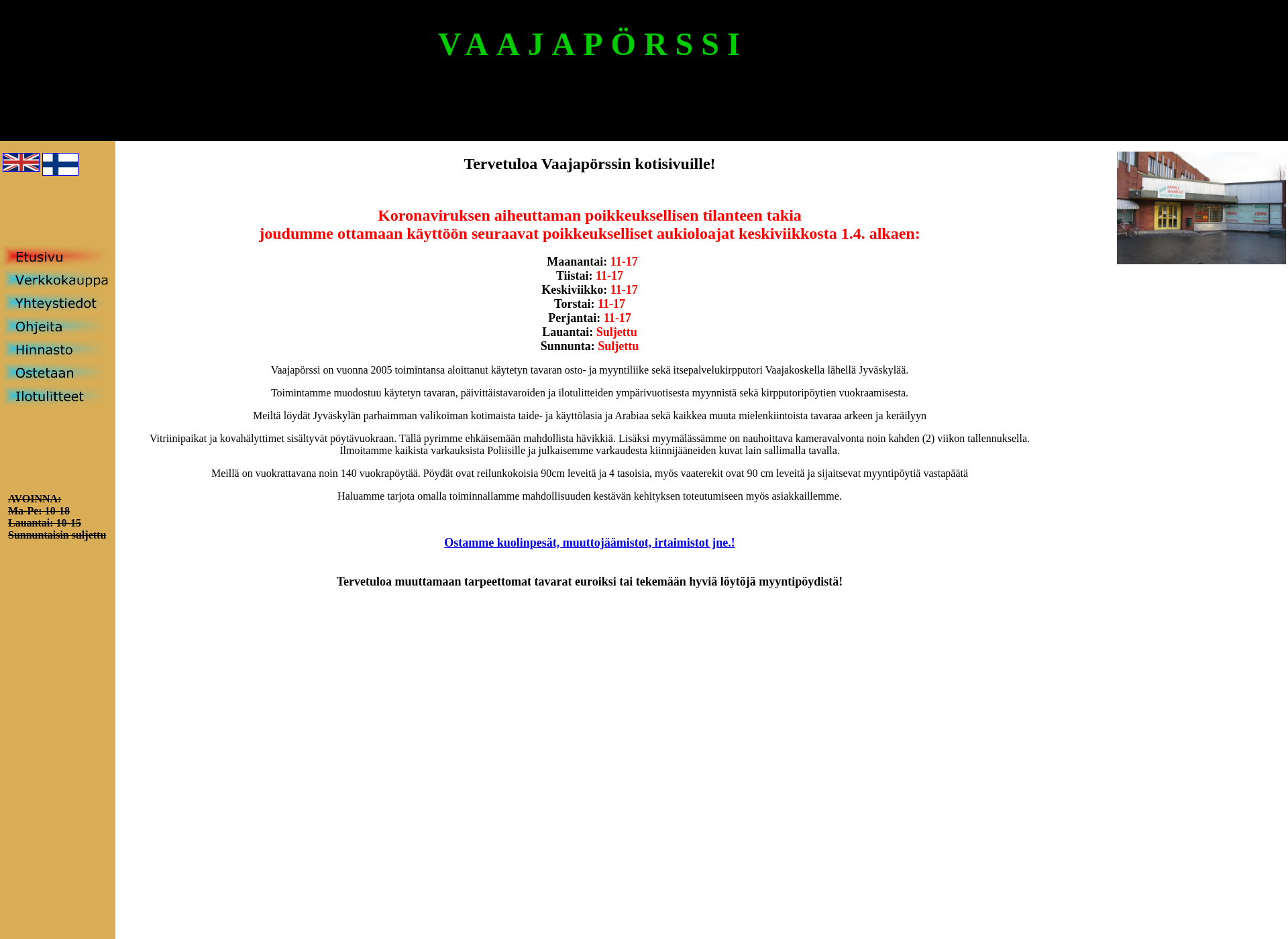 Skärmdump för vaajapörssi.fi