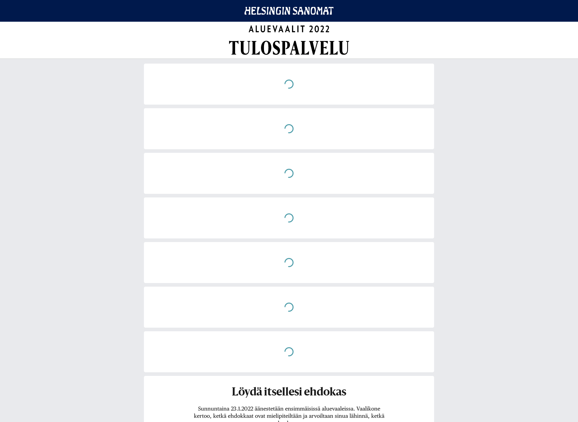 Skärmdump för vaalikone.fi