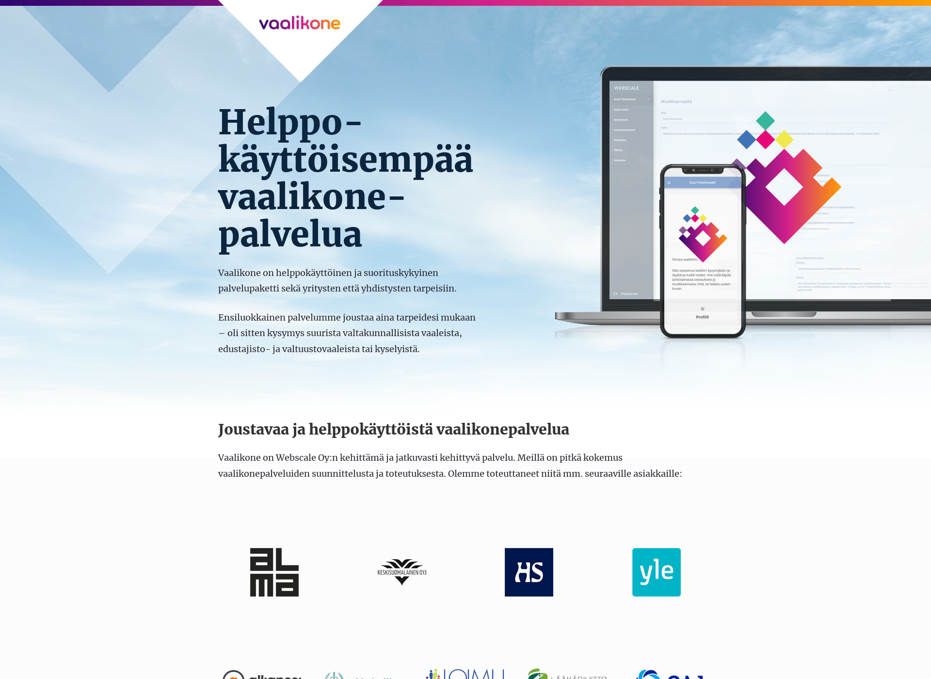Skärmdump för vaalikonepalvelu.fi