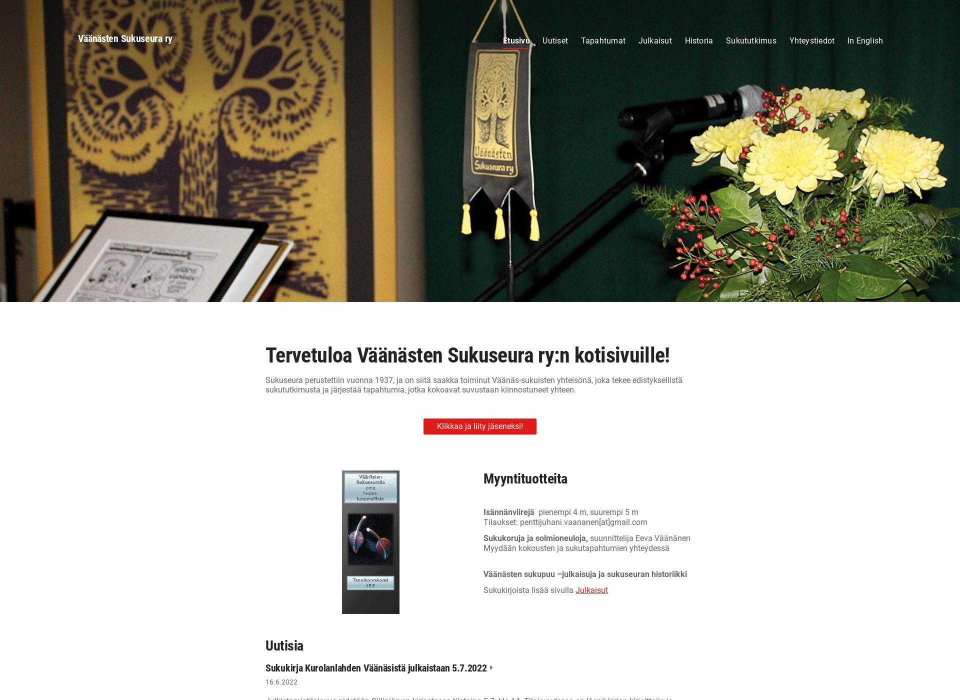 Screenshot for vaanastensukuseura.fi