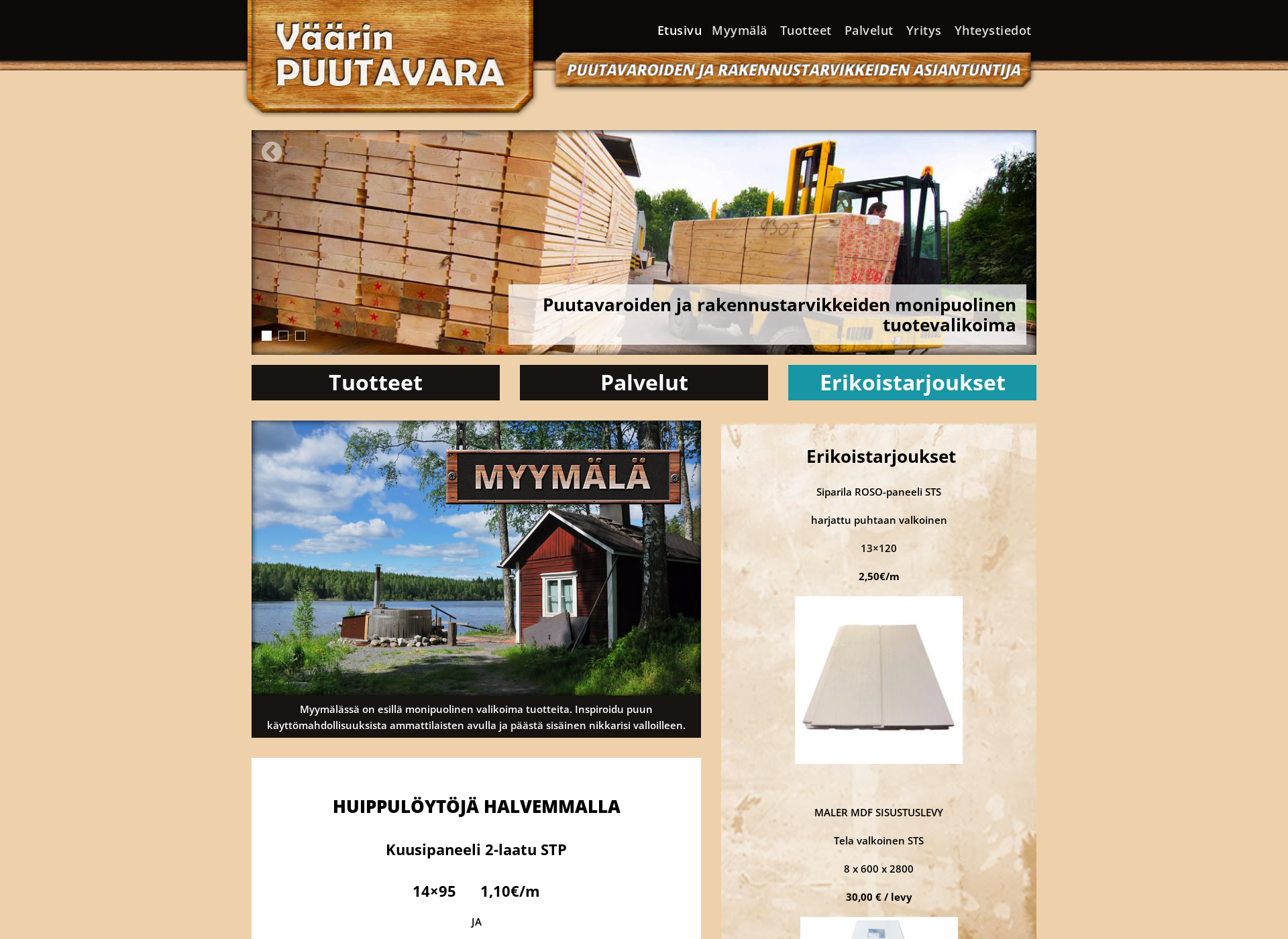 Screenshot for vaarinpuutavara.fi
