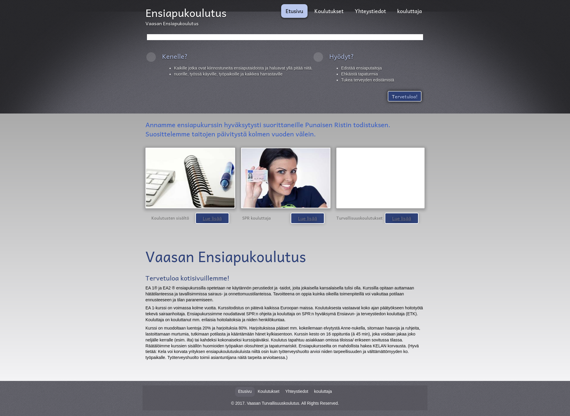 Screenshot for vaasanensiapukoulutus.fi