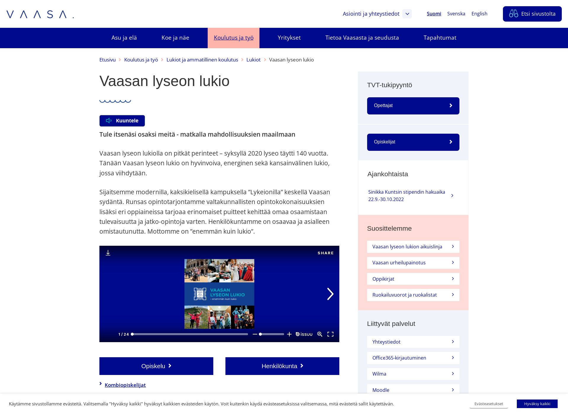 Näyttökuva vaasanlyseo.fi