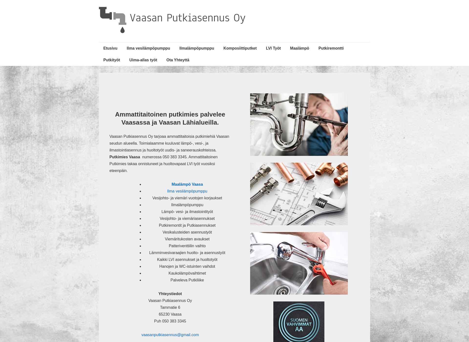 Screenshot for vaasanputkiasennus.fi