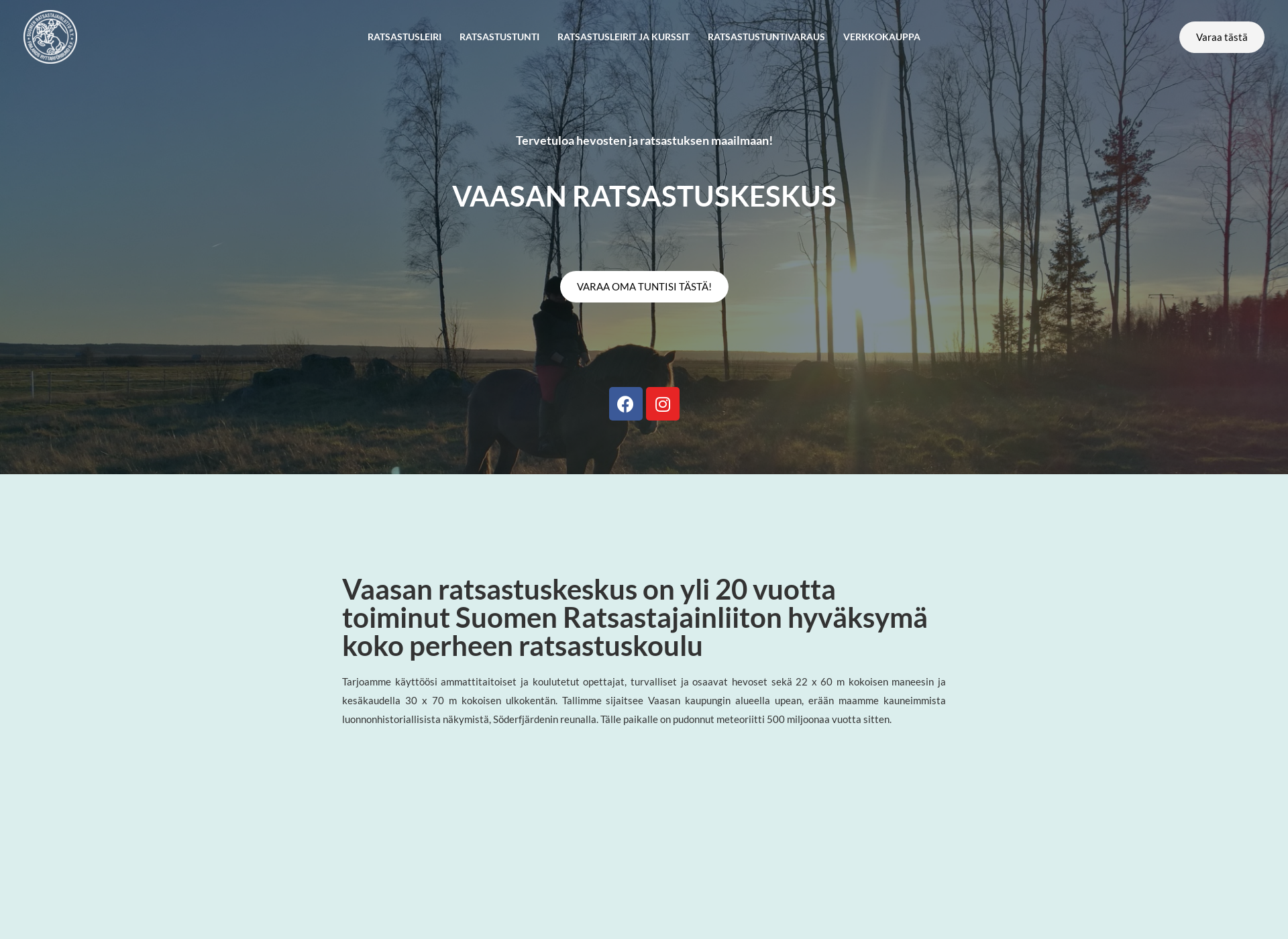 Skärmdump för vaasanratsastuskeskus.fi