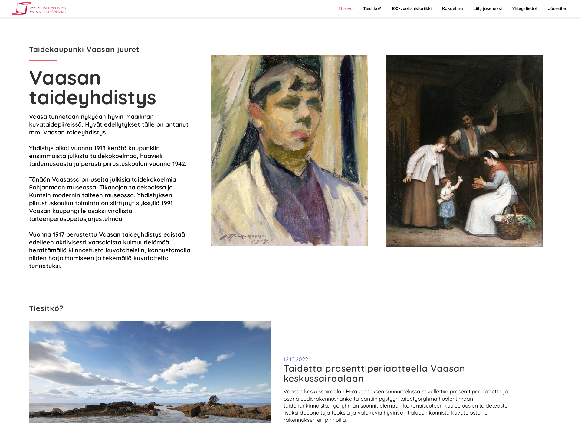 Screenshot for vaasantaideyhdistys.fi
