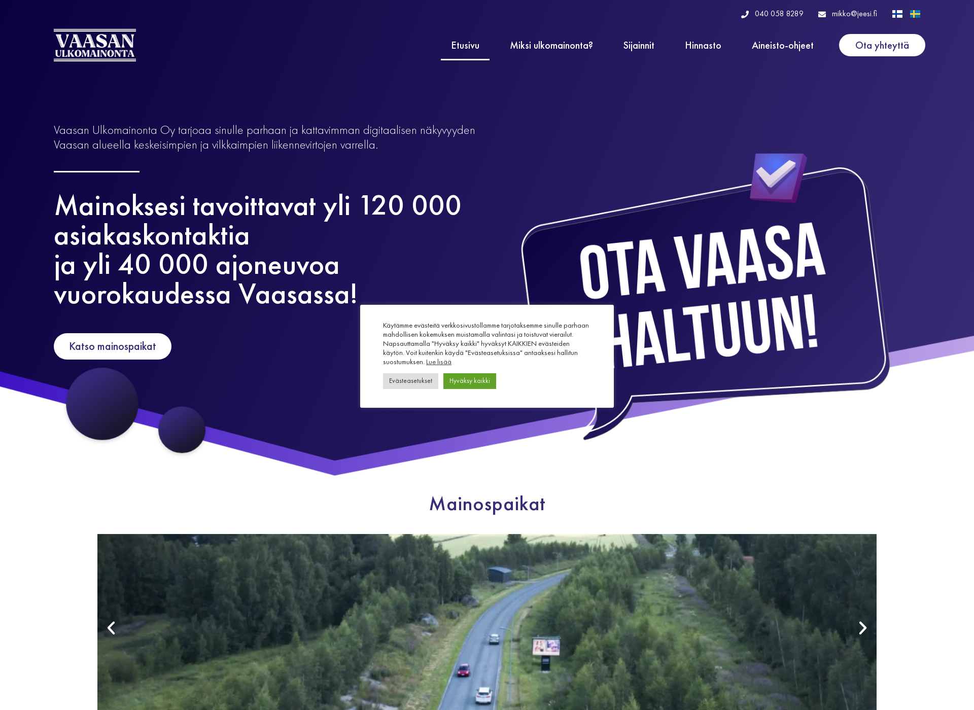 Skärmdump för vaasascreen.fi