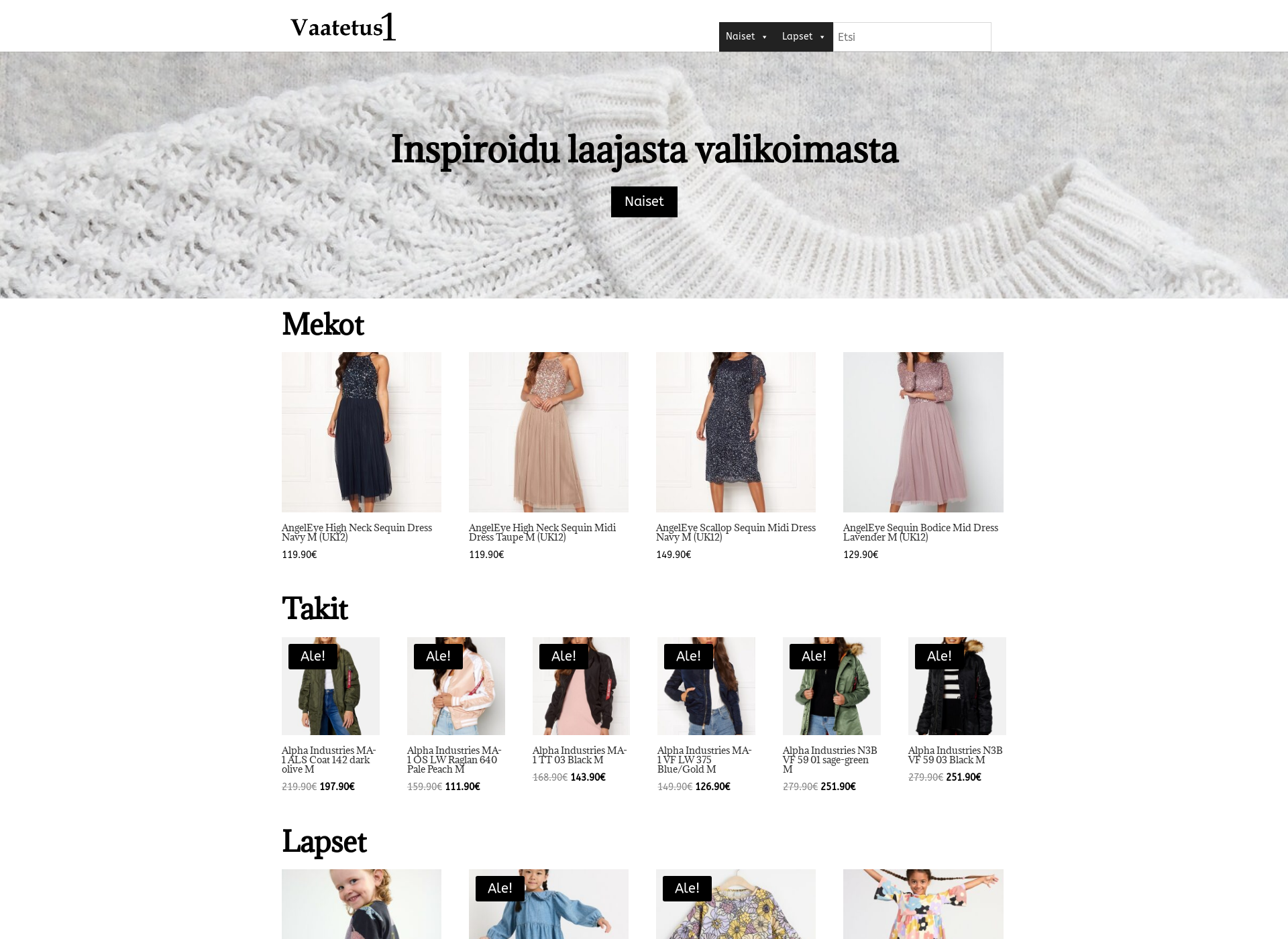 Skärmdump för vaatetus1.fi