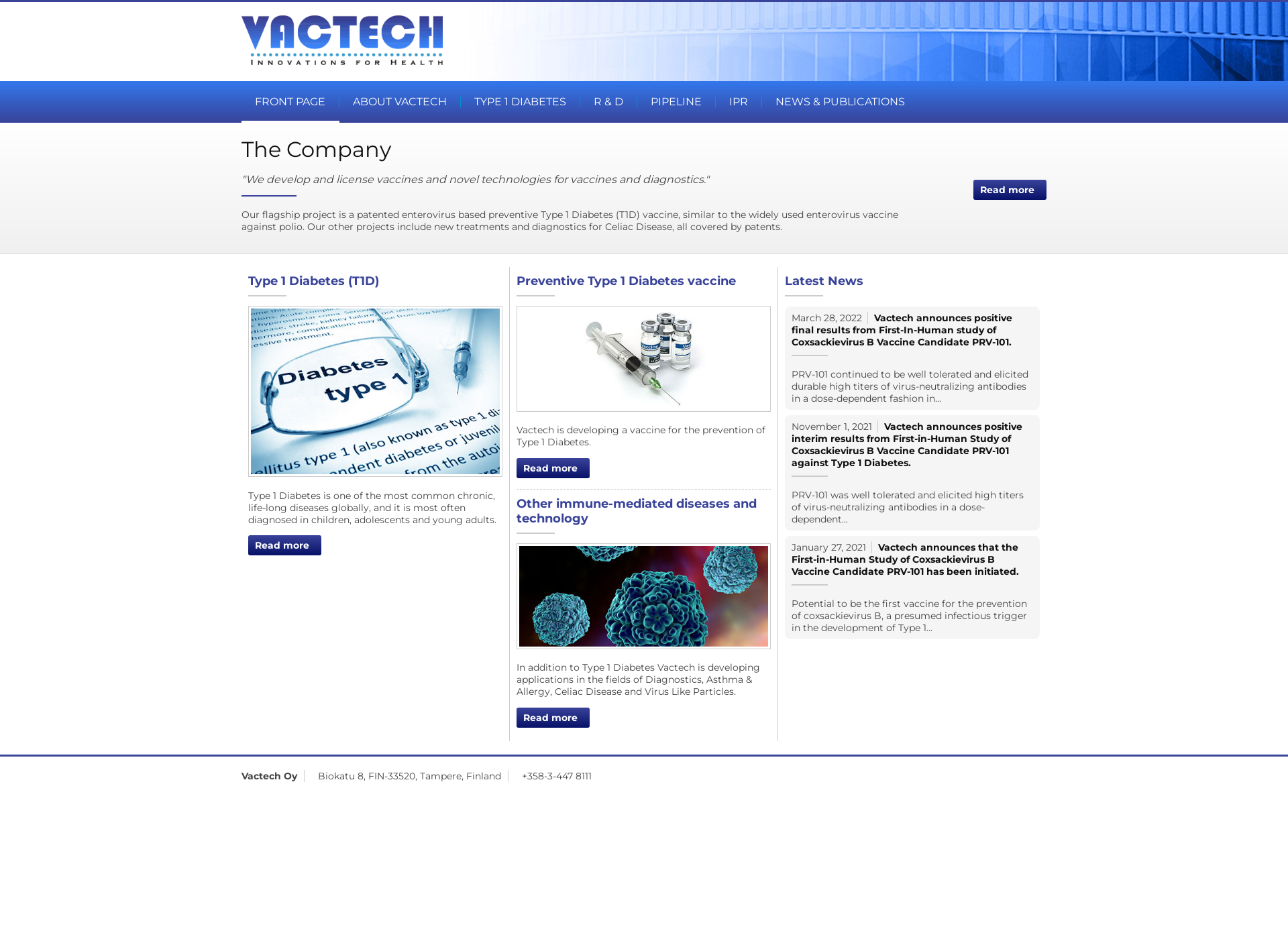 Skärmdump för vactech.fi