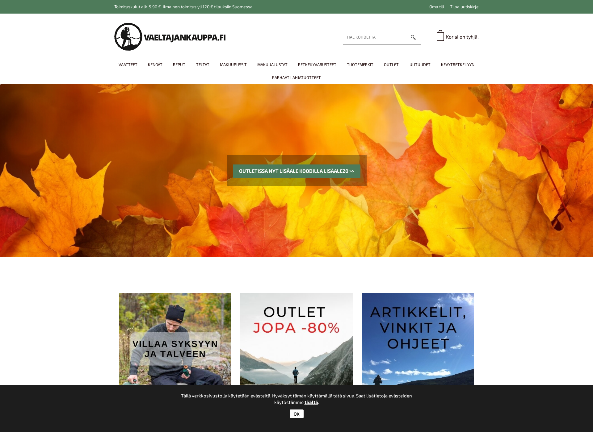 Screenshot for vaeltajankauppa.fi