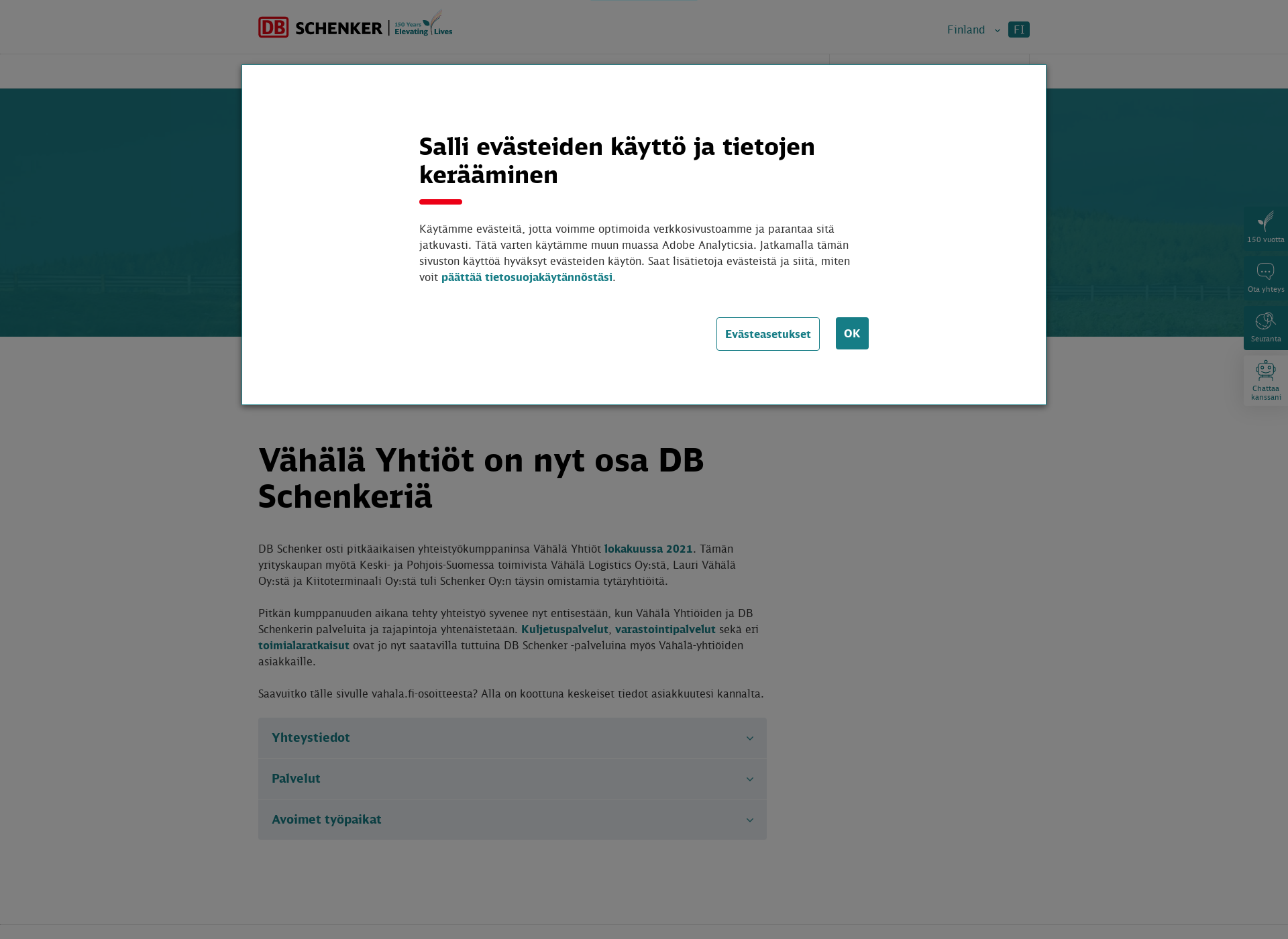 Skärmdump för vahala.fi