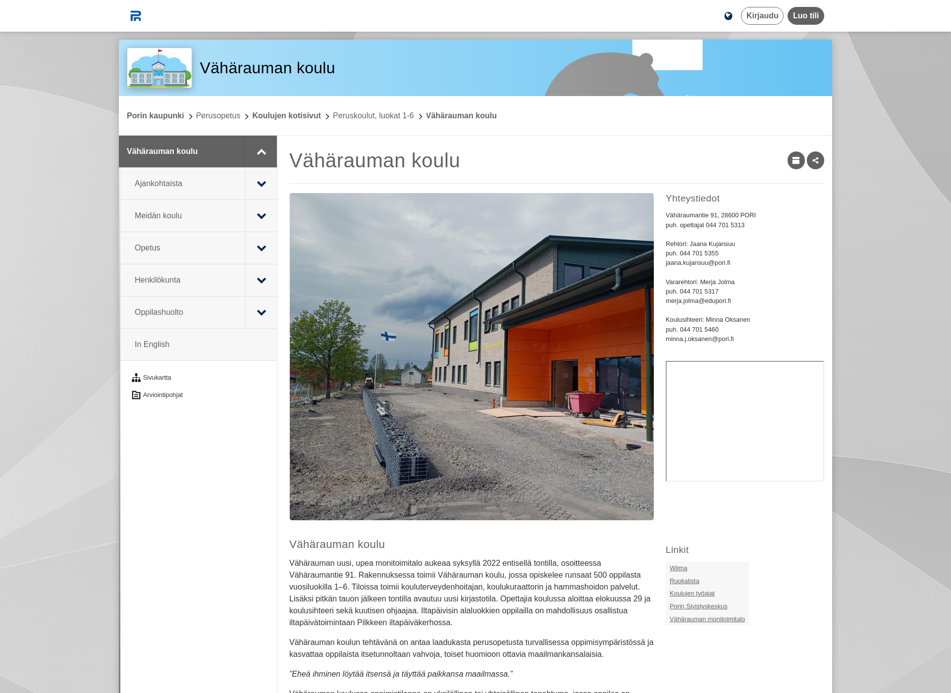 Screenshot for vaharaumankoulu.fi