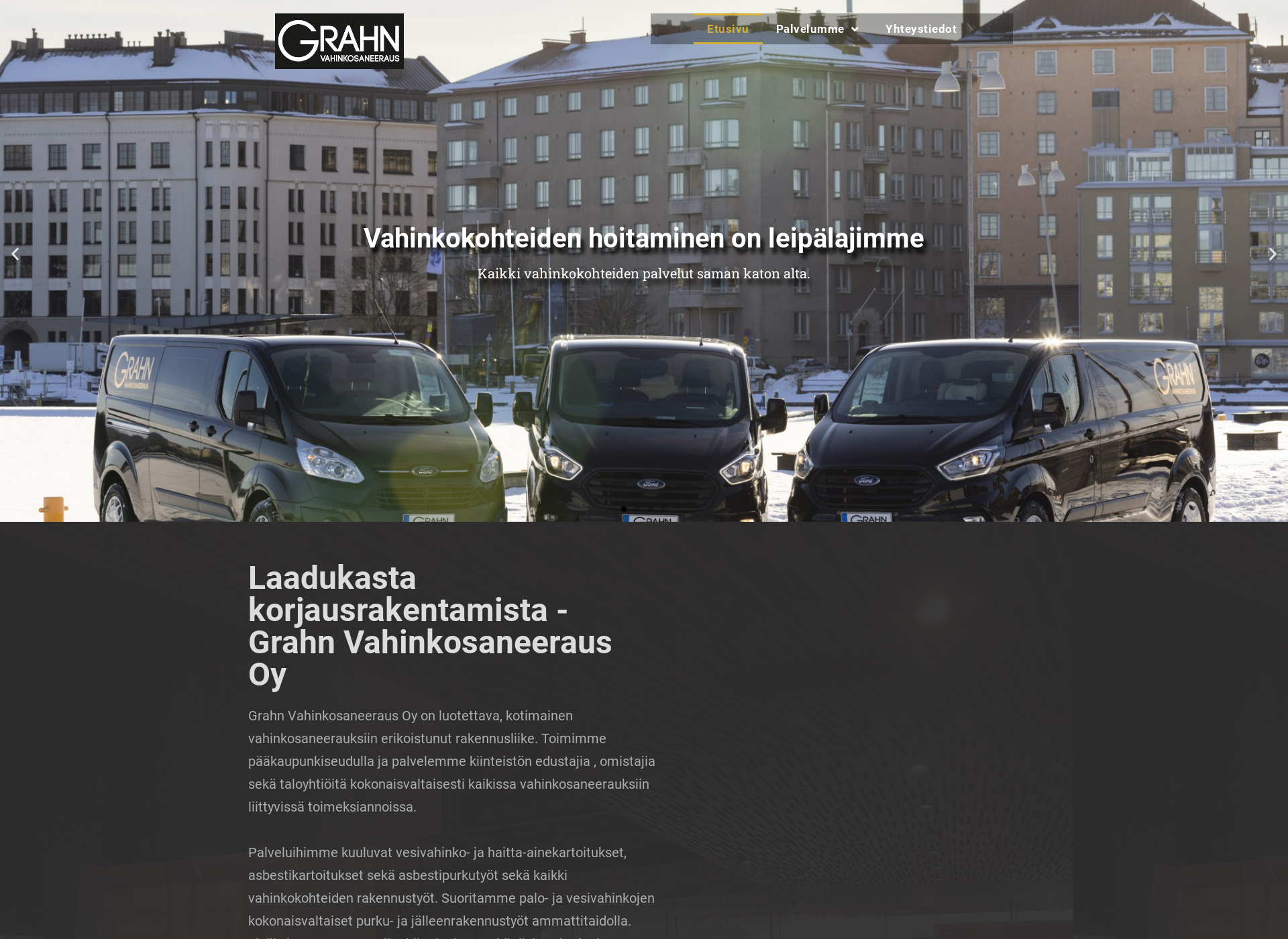 Skärmdump för vahinkosaneeraus.fi
