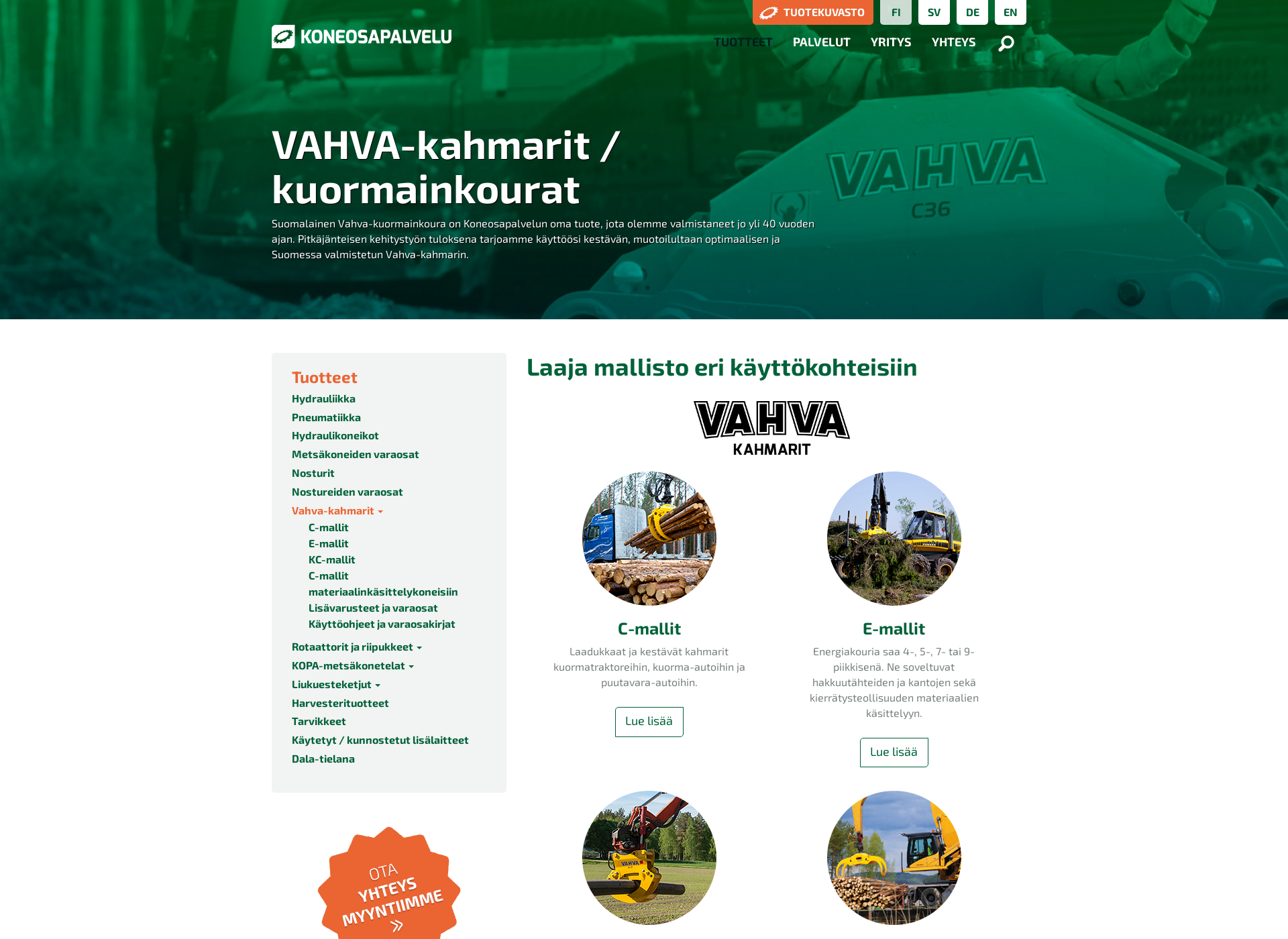 Skärmdump för vahvakahmarit.fi