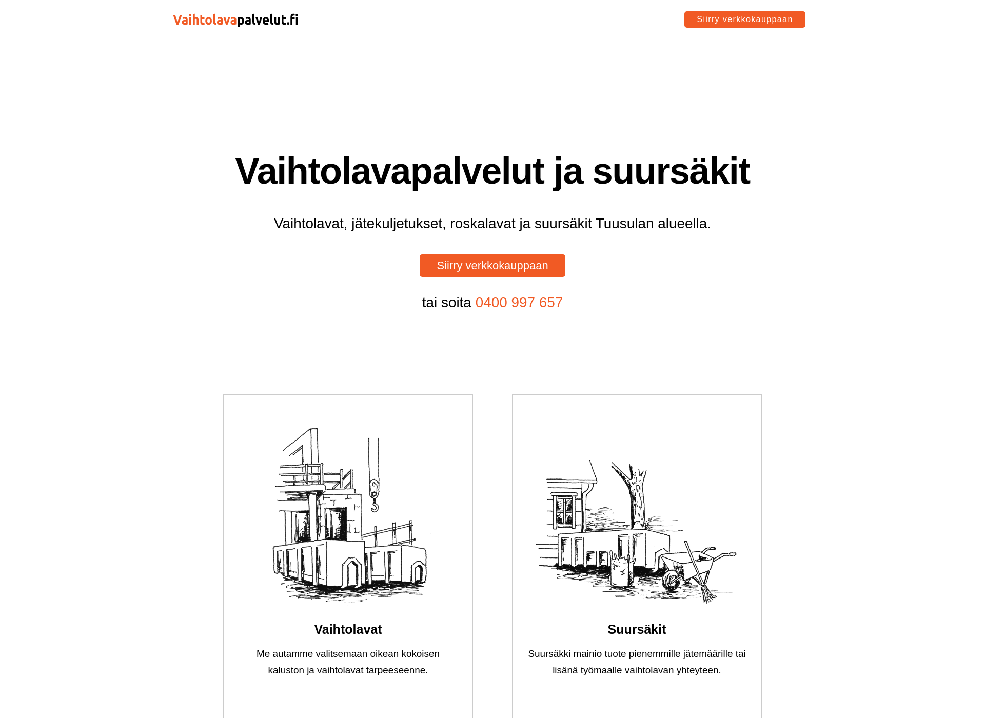 Screenshot for vaihtolavat-tuusula.fi