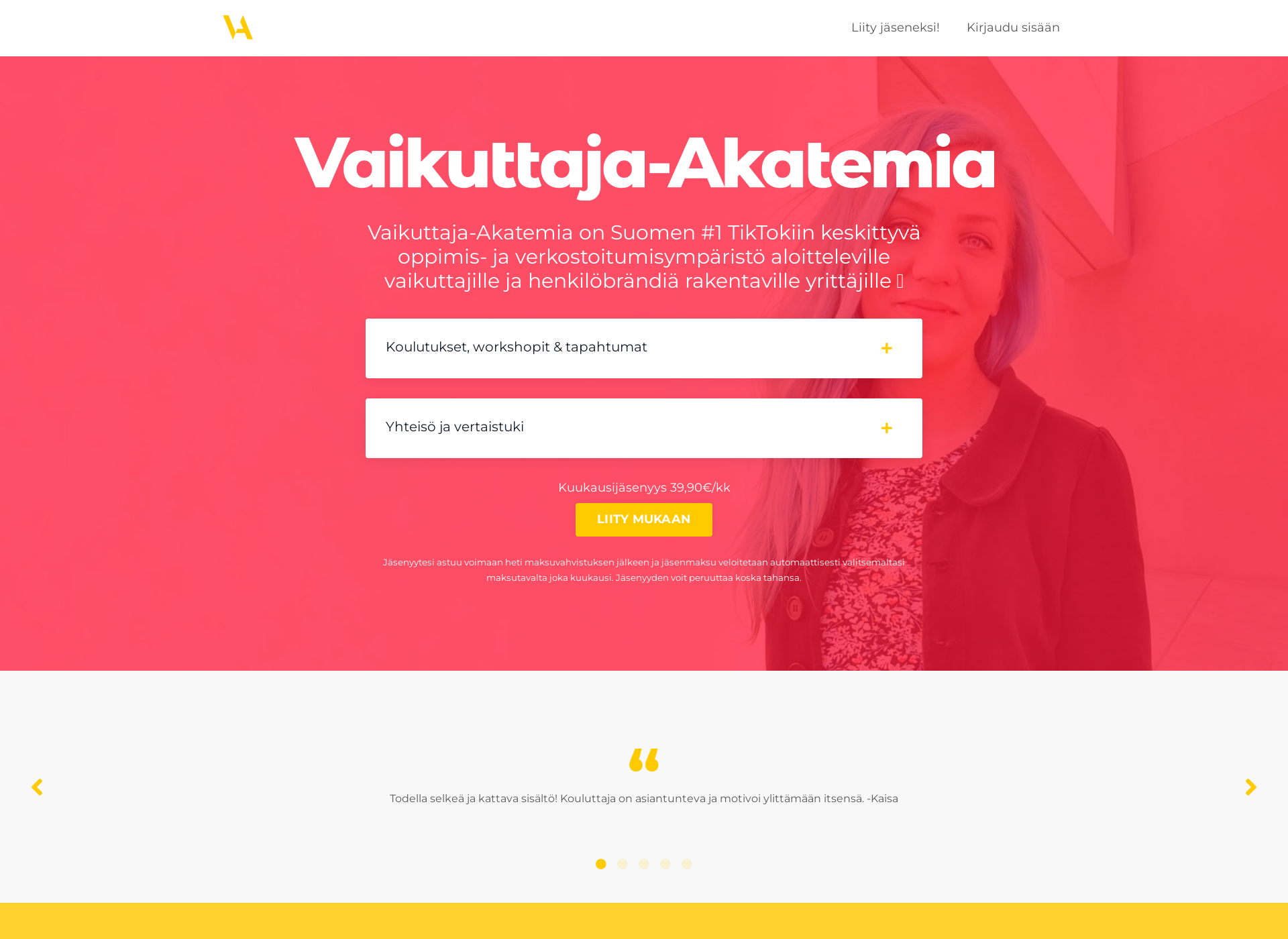 Screenshot for vaikuttaja-akatemia.fi