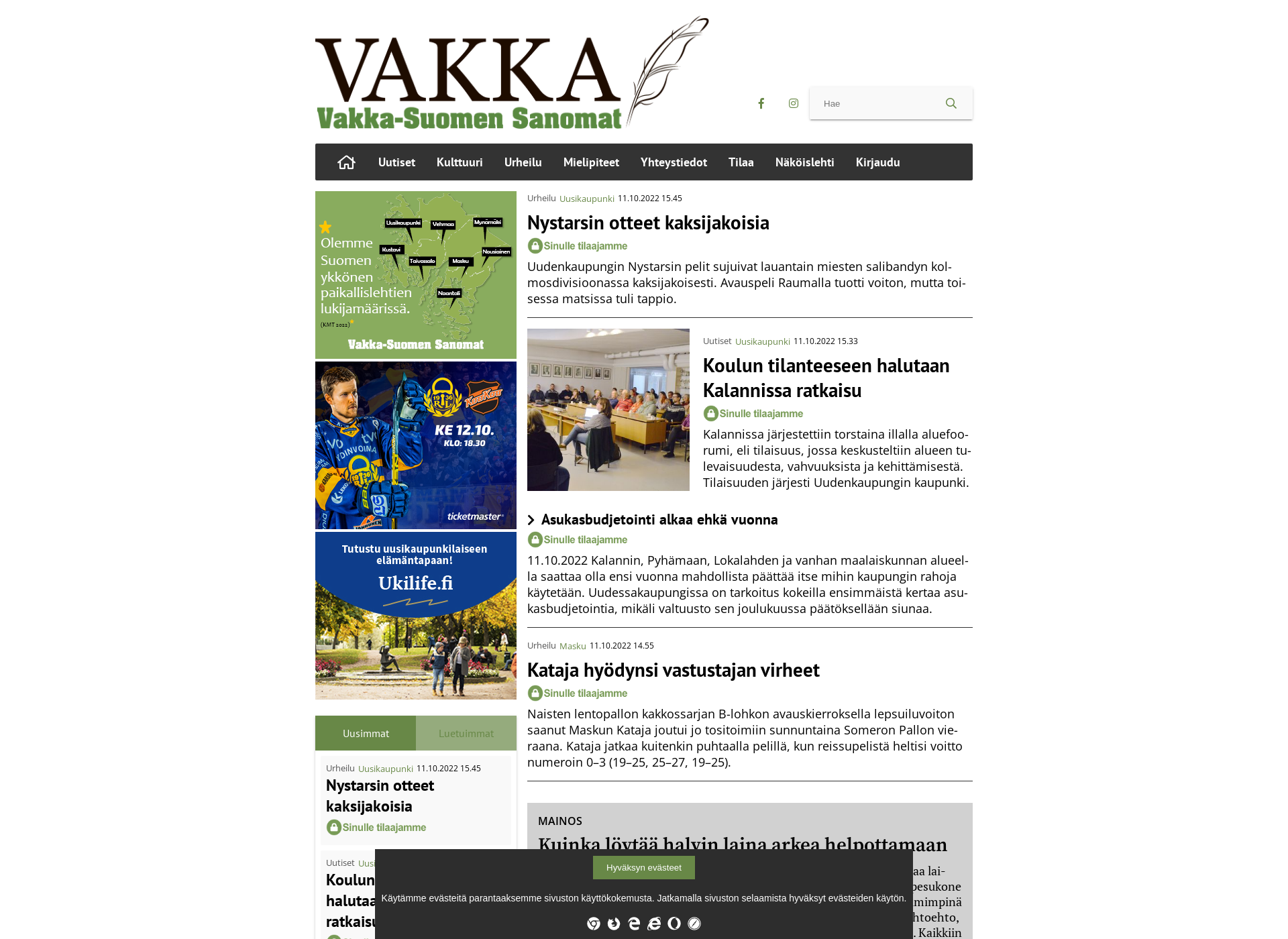 Skärmdump för vakka.fi