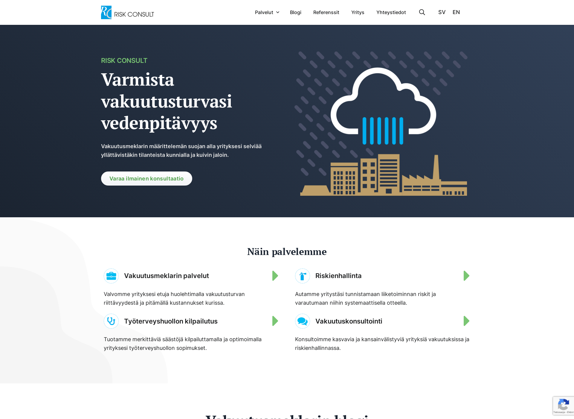 Skärmdump för vakuutuksia.fi