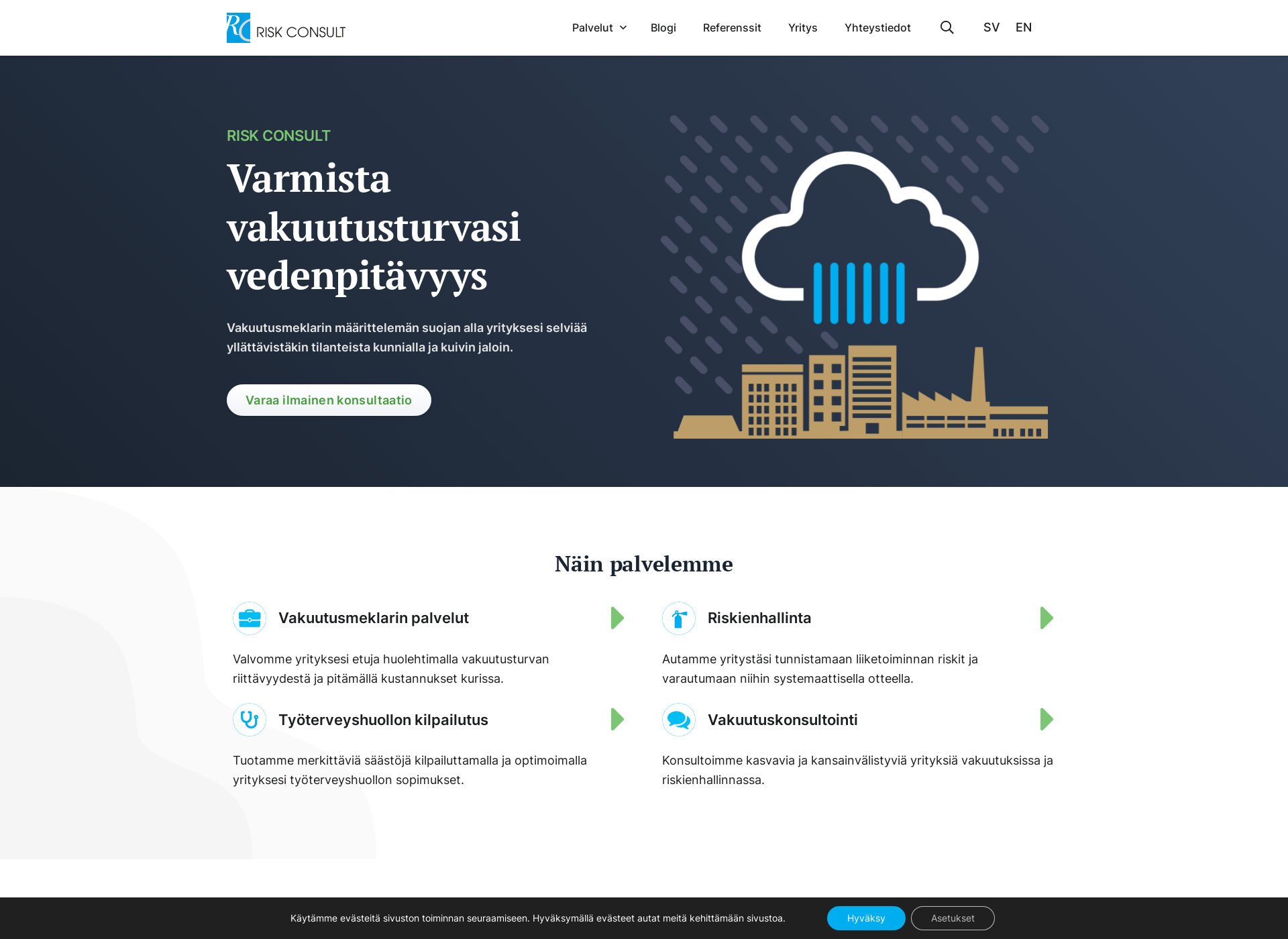 Skärmdump för vakuutusasiantuntija.fi