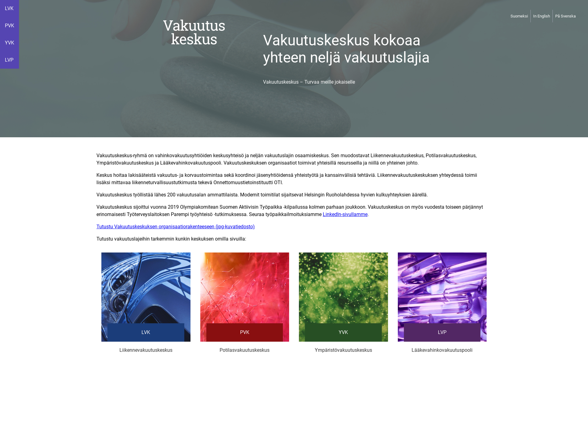 Screenshot for vakuutuskeskus.fi