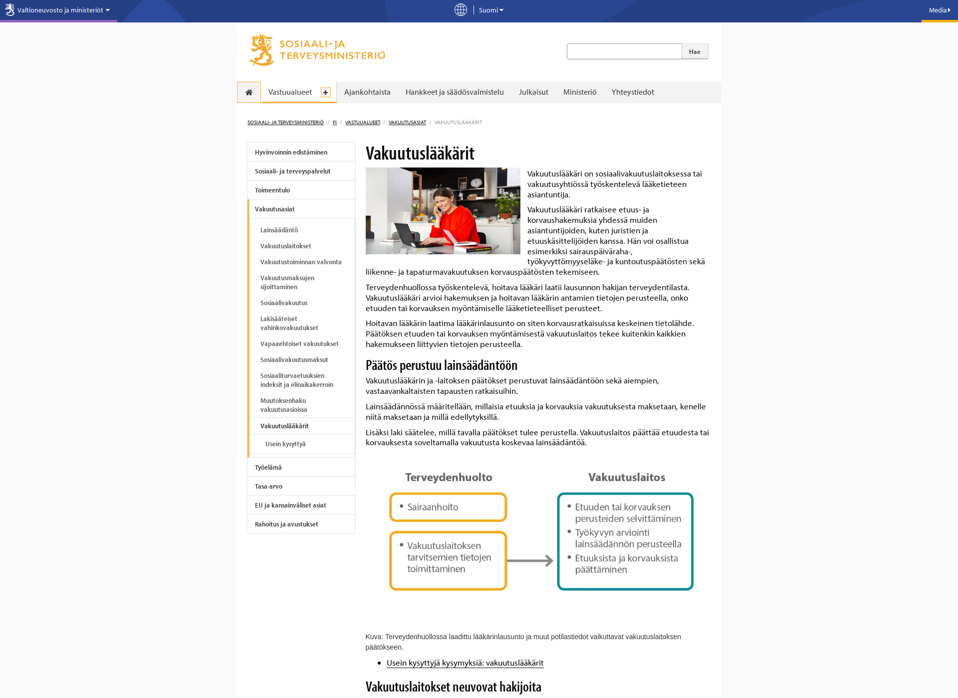 Screenshot for vakuutuskorvaukset.fi