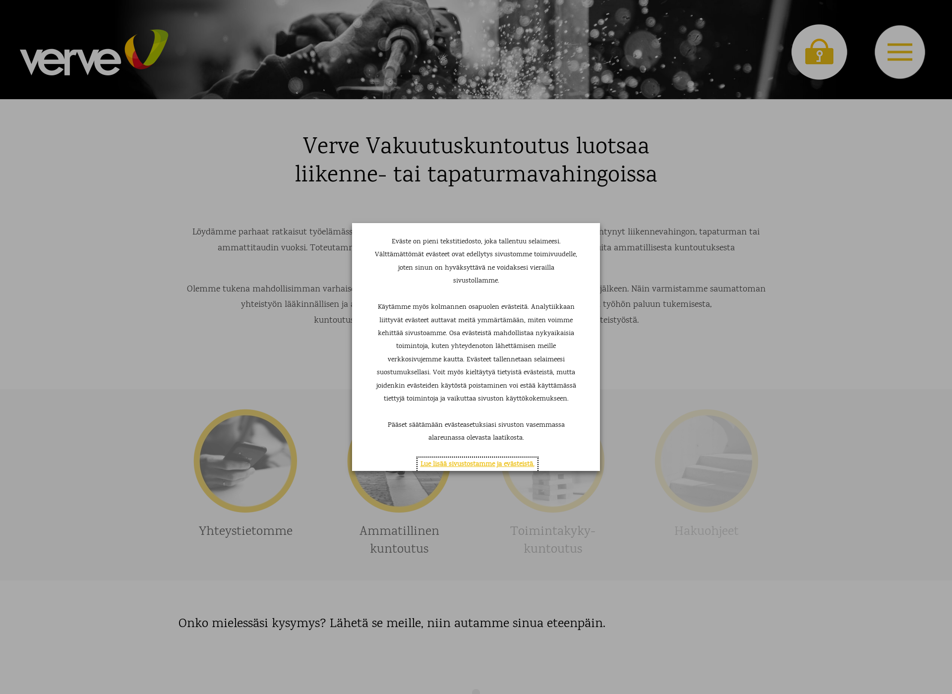 Skärmdump för vakuutuskuntoutus.fi