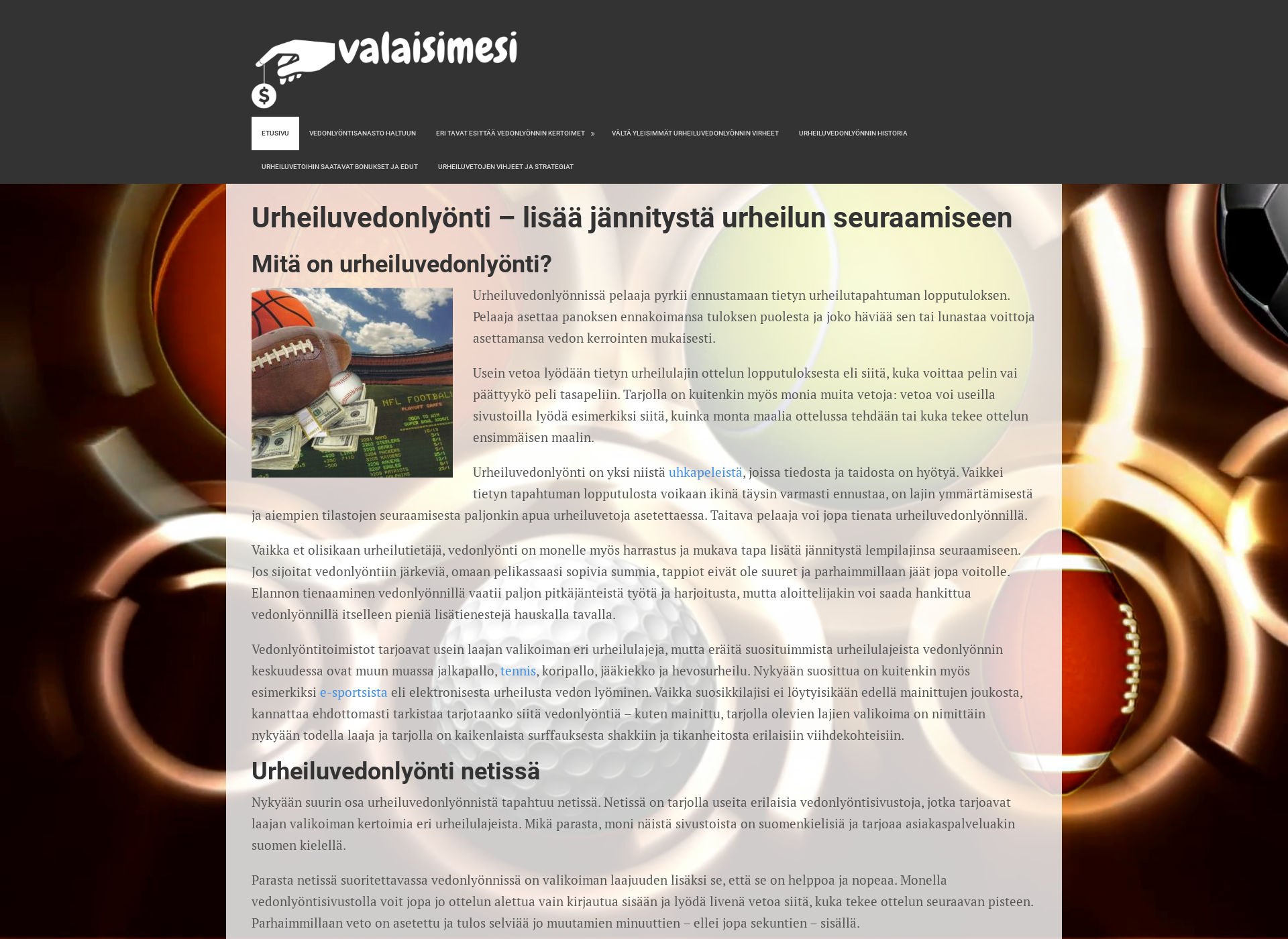 Skärmdump för valaisimesi.fi
