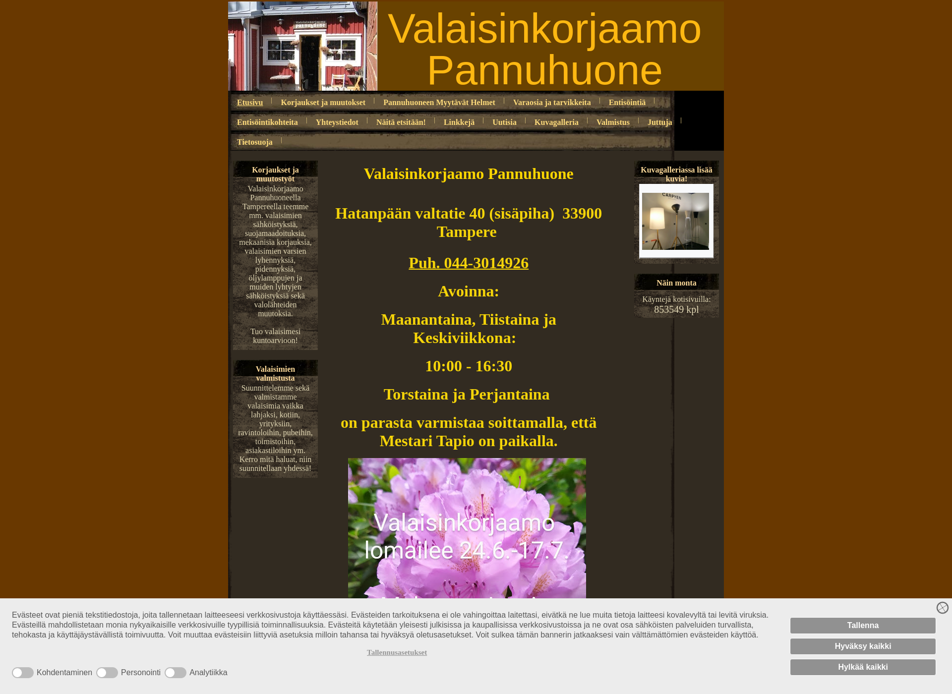 Screenshot for valaisinkorjaamo.fi