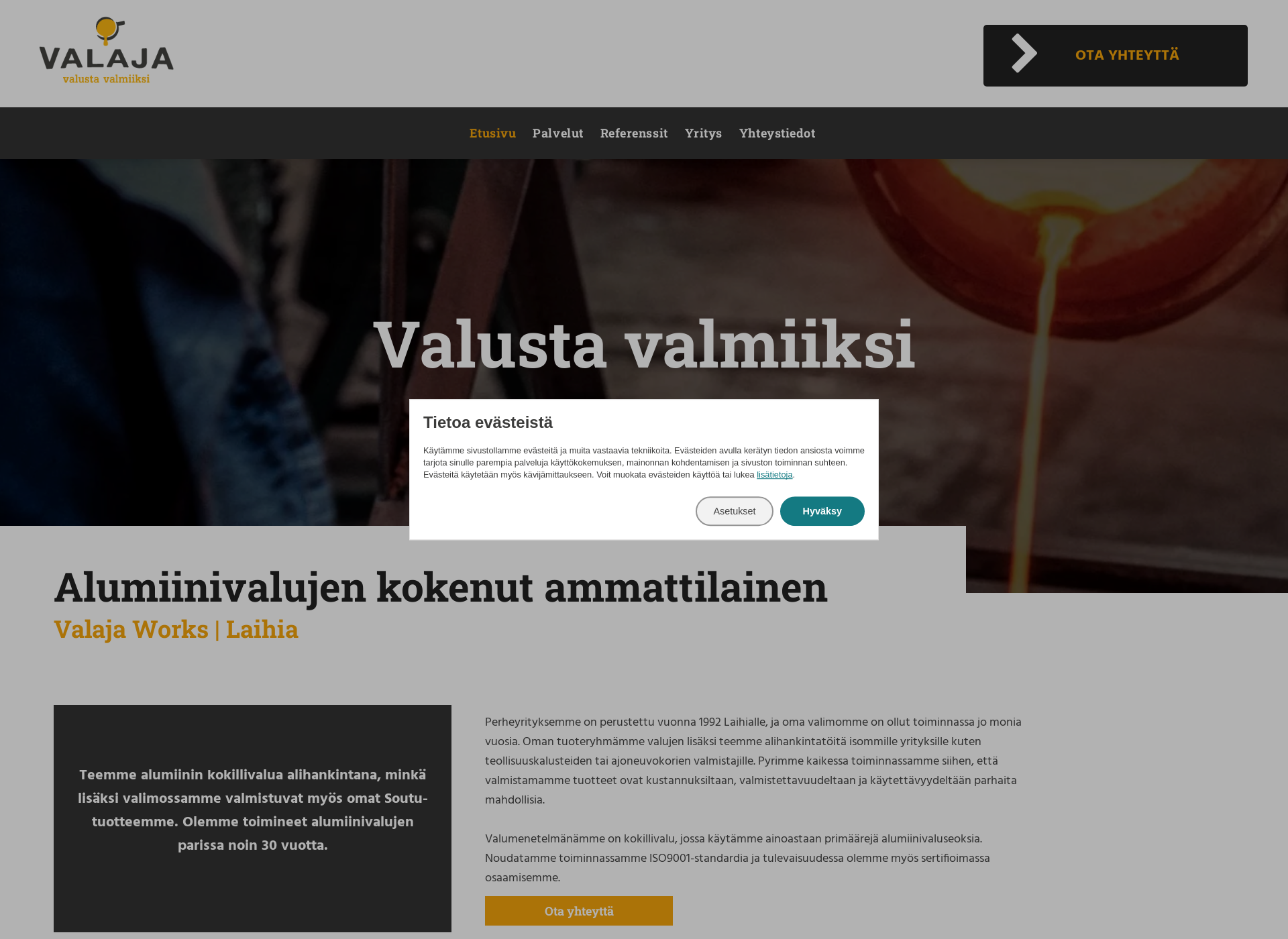 Skärmdump för valaja.fi