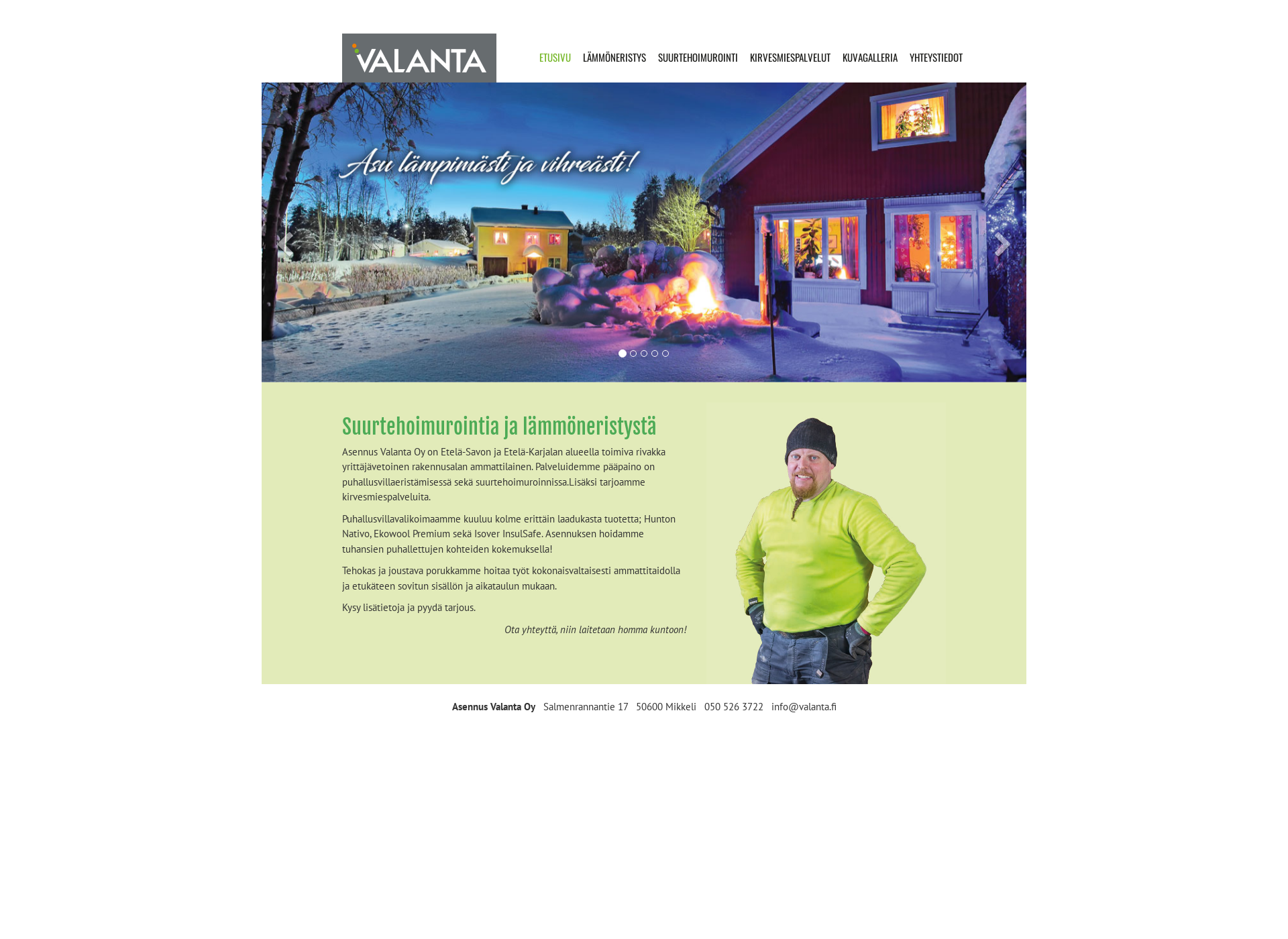 Skärmdump för valanta.fi