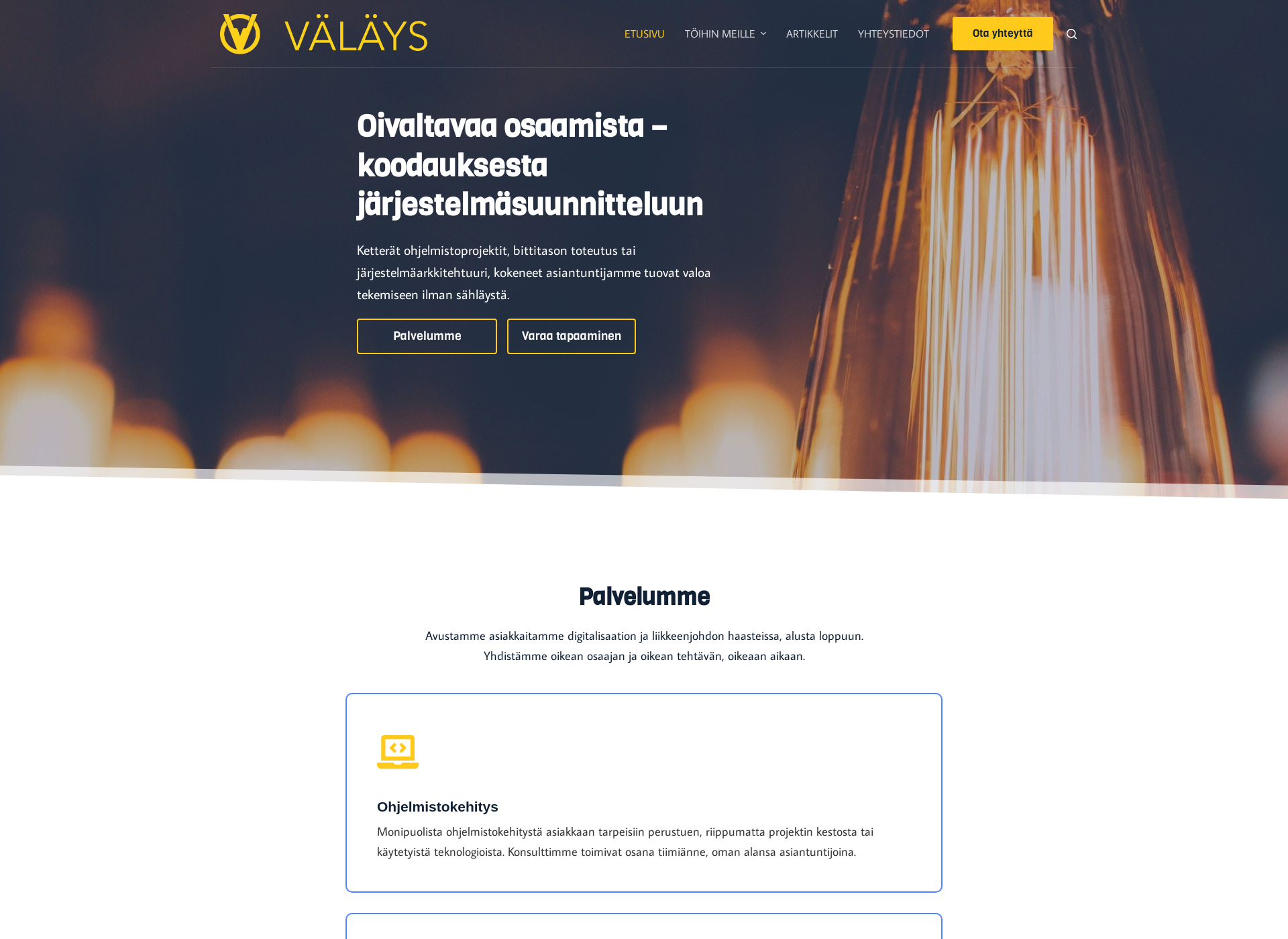 Skärmdump för valays.fi