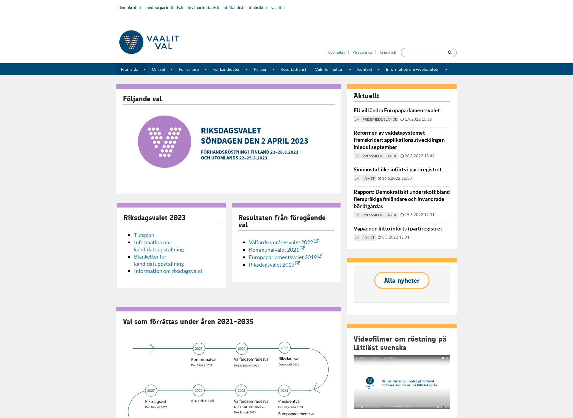 Screenshot for valfinland.fi