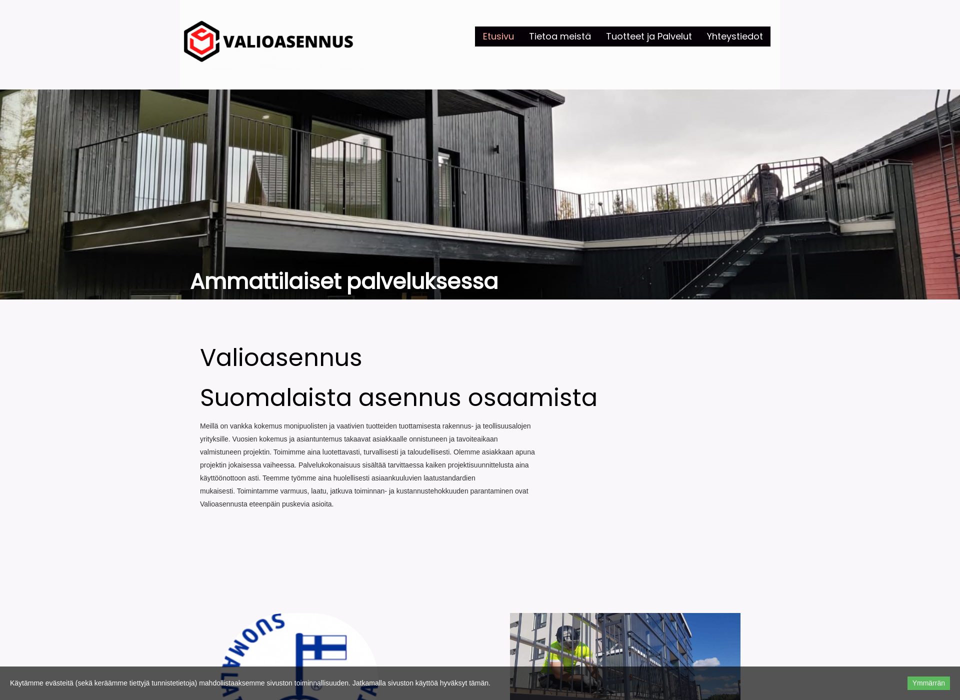 Skärmdump för valioasennus.fi