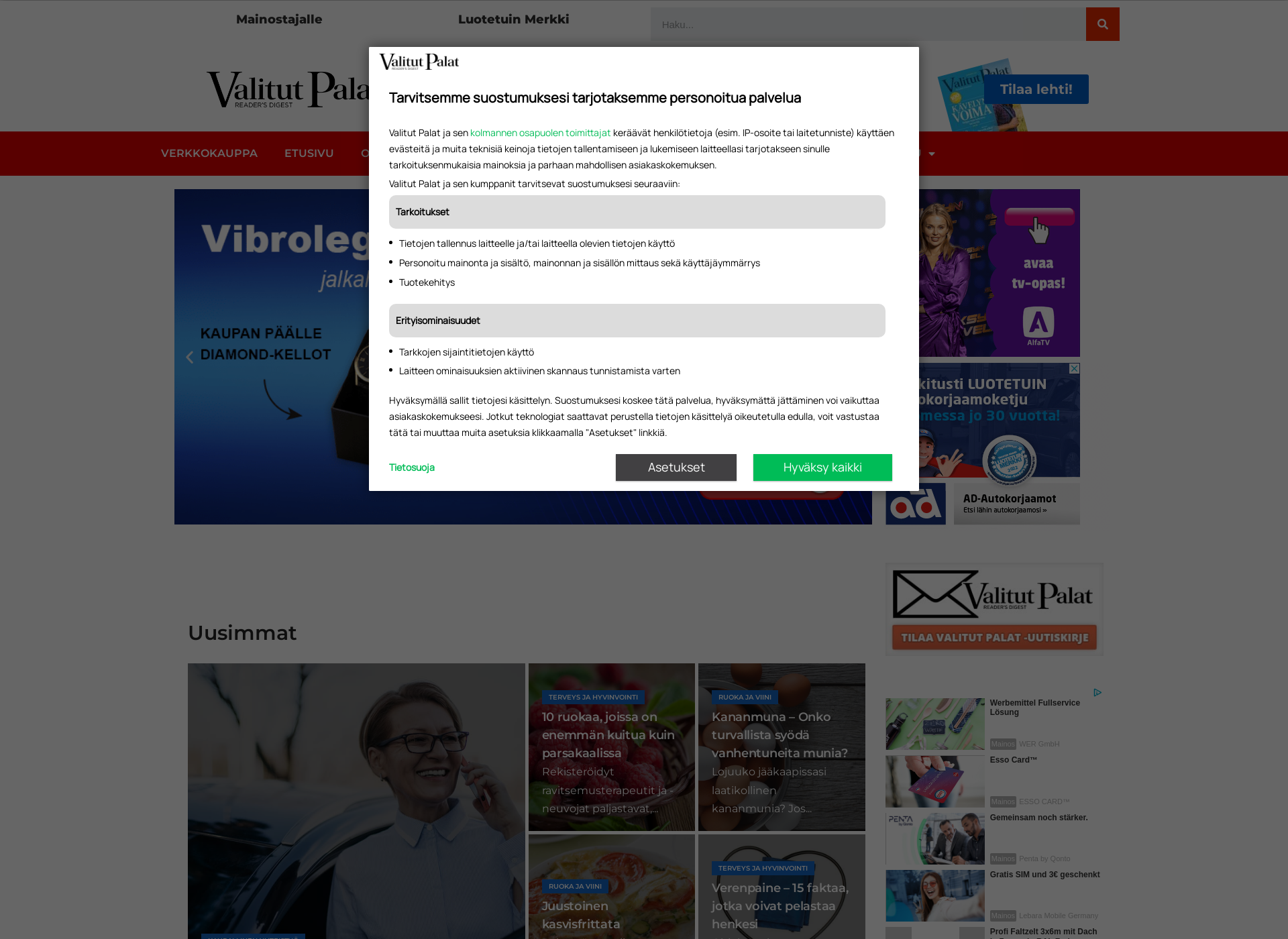 Screenshot for valitutpalat.fi