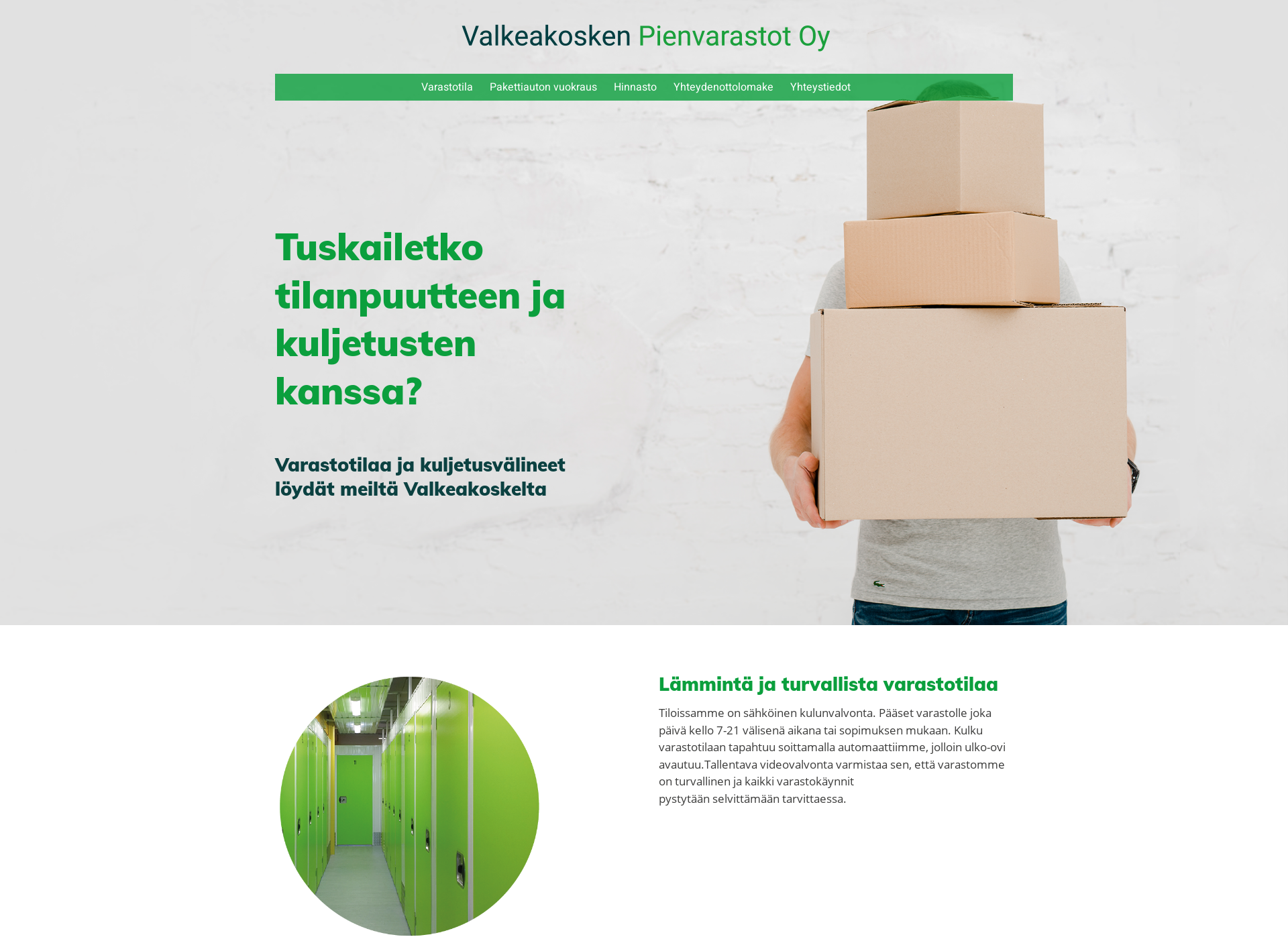 Skärmdump för valkeakoskenpienvarastot.fi