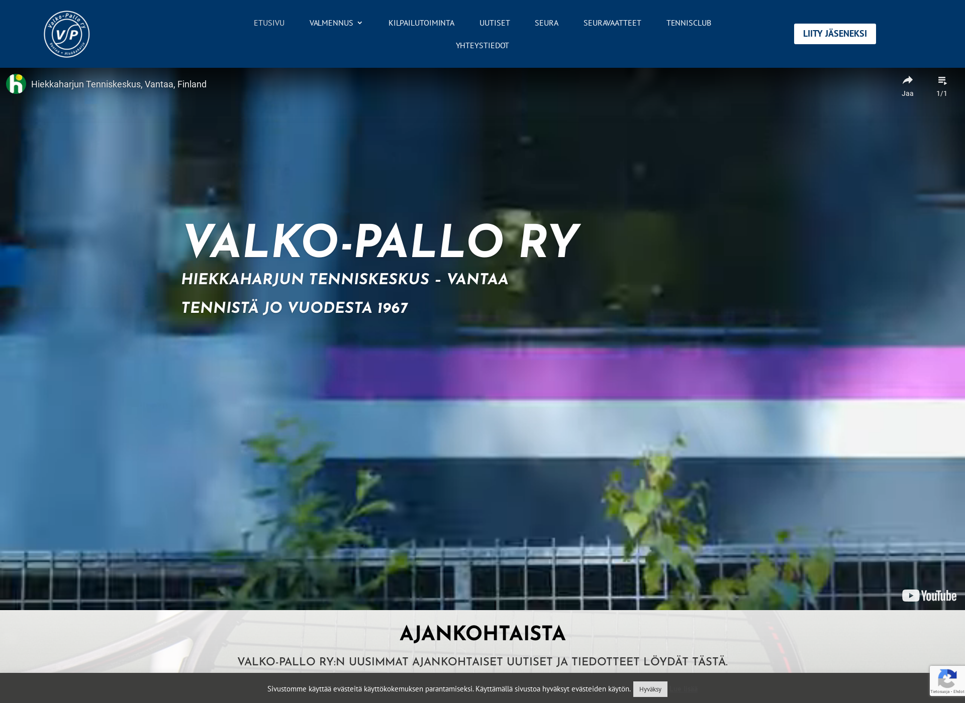 Skärmdump för valkopallo.fi