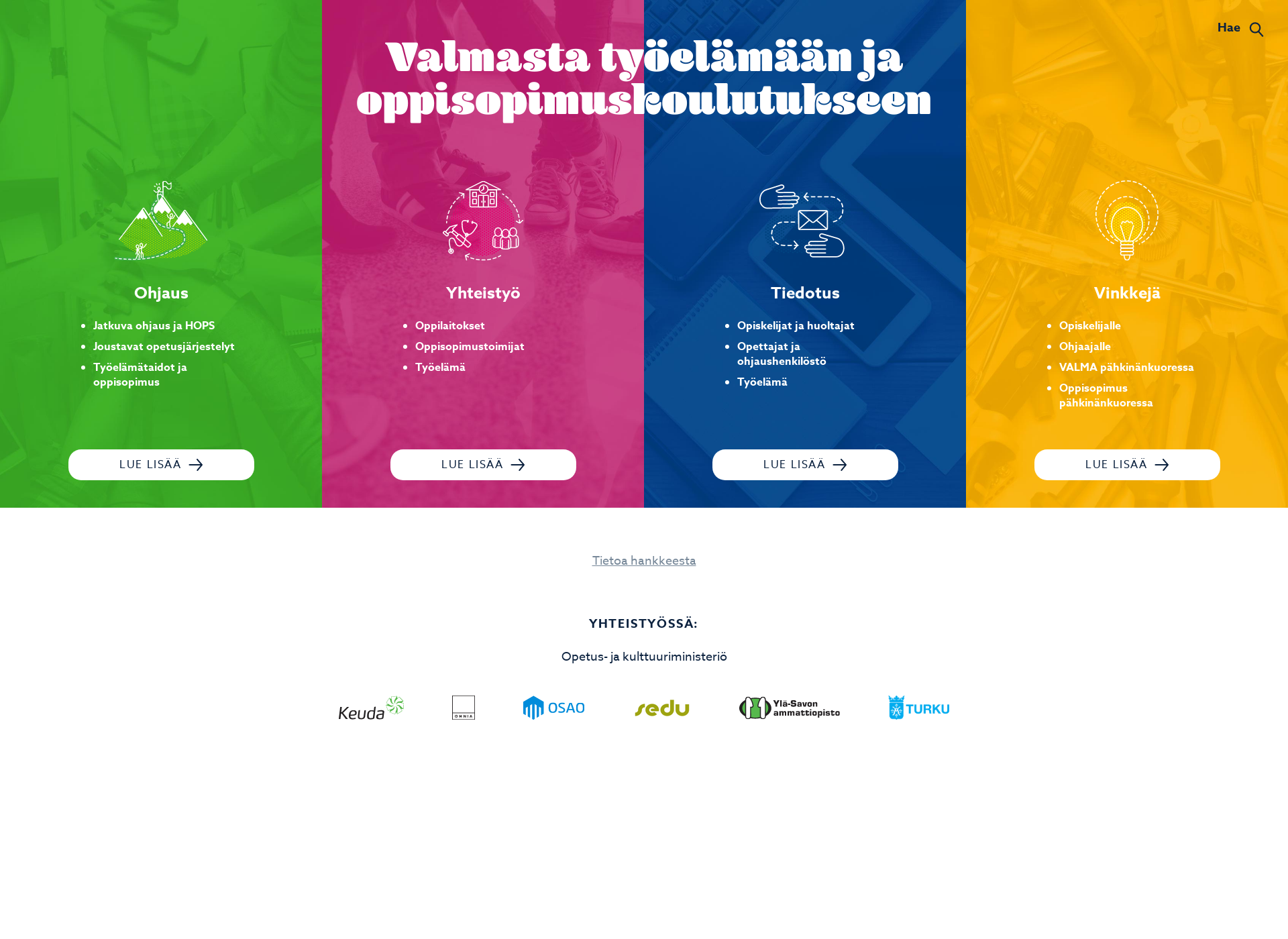 Skärmdump för valmastatyoelamaan.fi