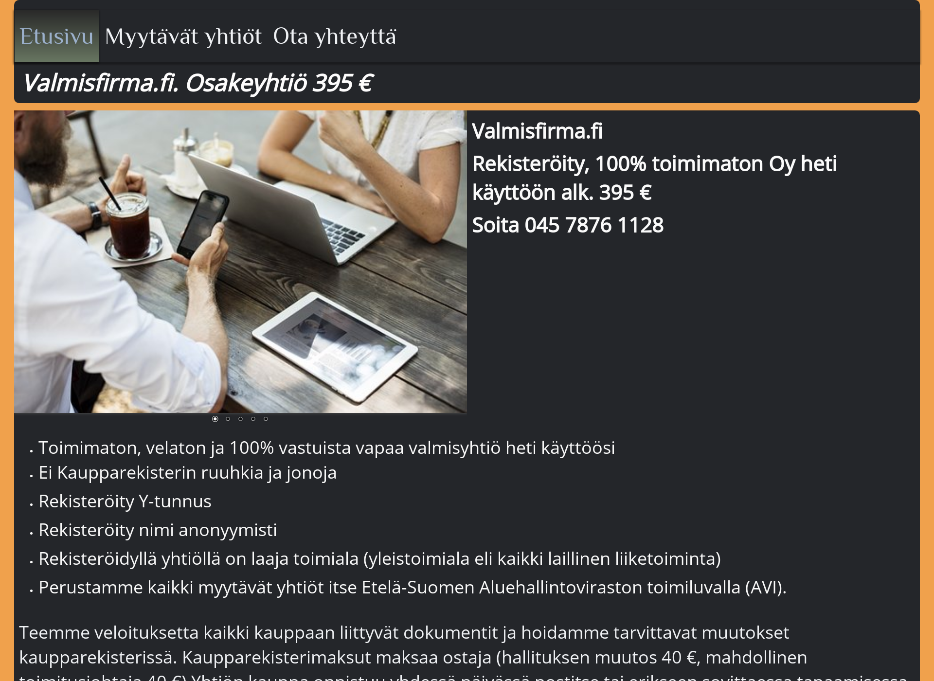 Screenshot for valmisfirma.fi