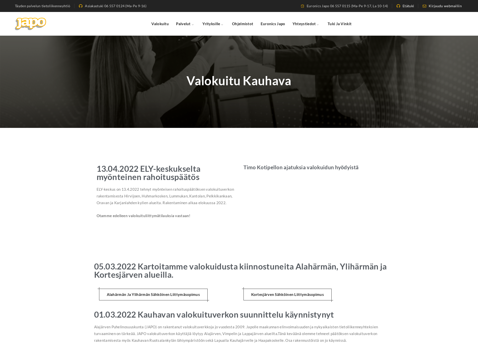Skärmdump för valokuitukauhavalle.fi