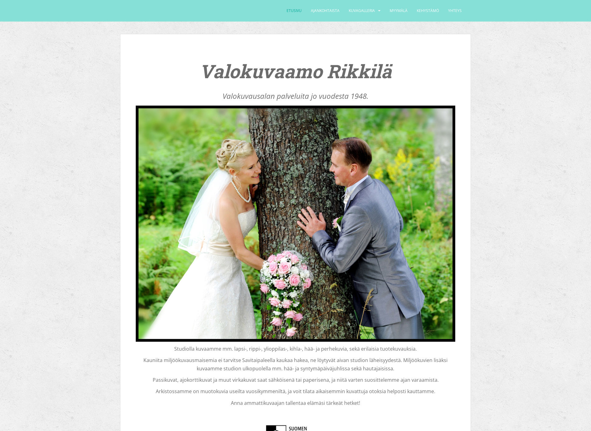Skärmdump för valokuvaamorikkila.fi