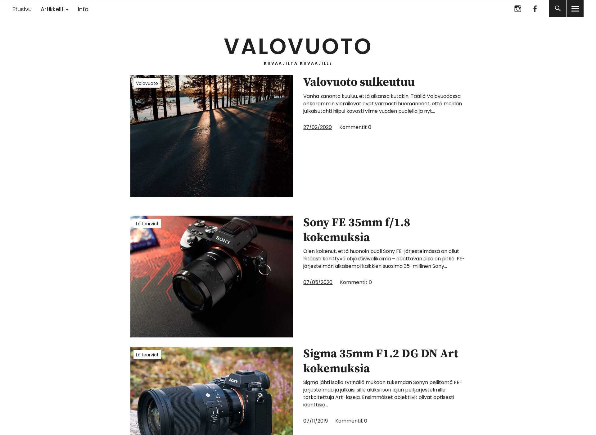 Screenshot for valovuoto.fi